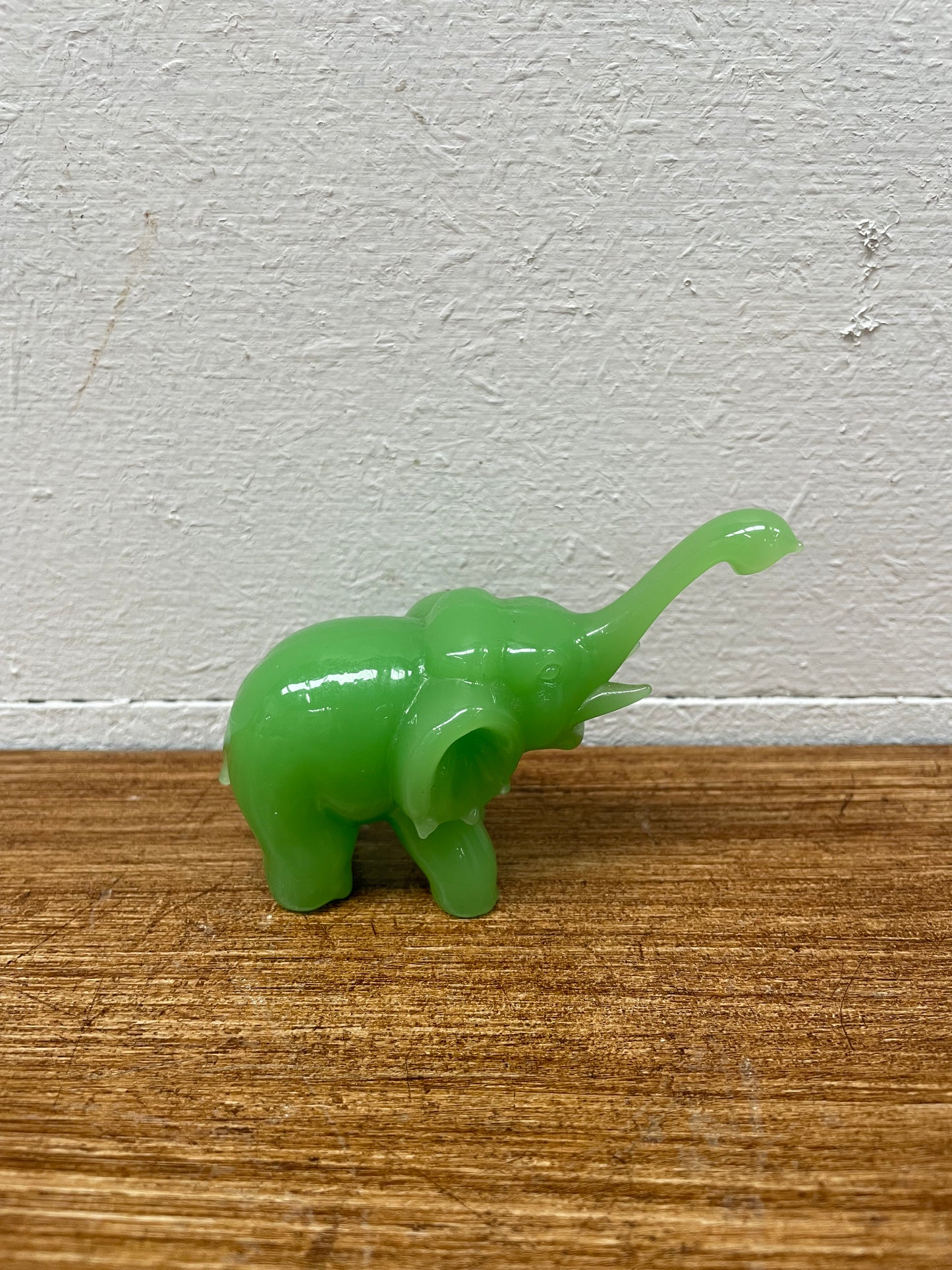 Vintage Jade Green Peking Glass Elephant Figure
