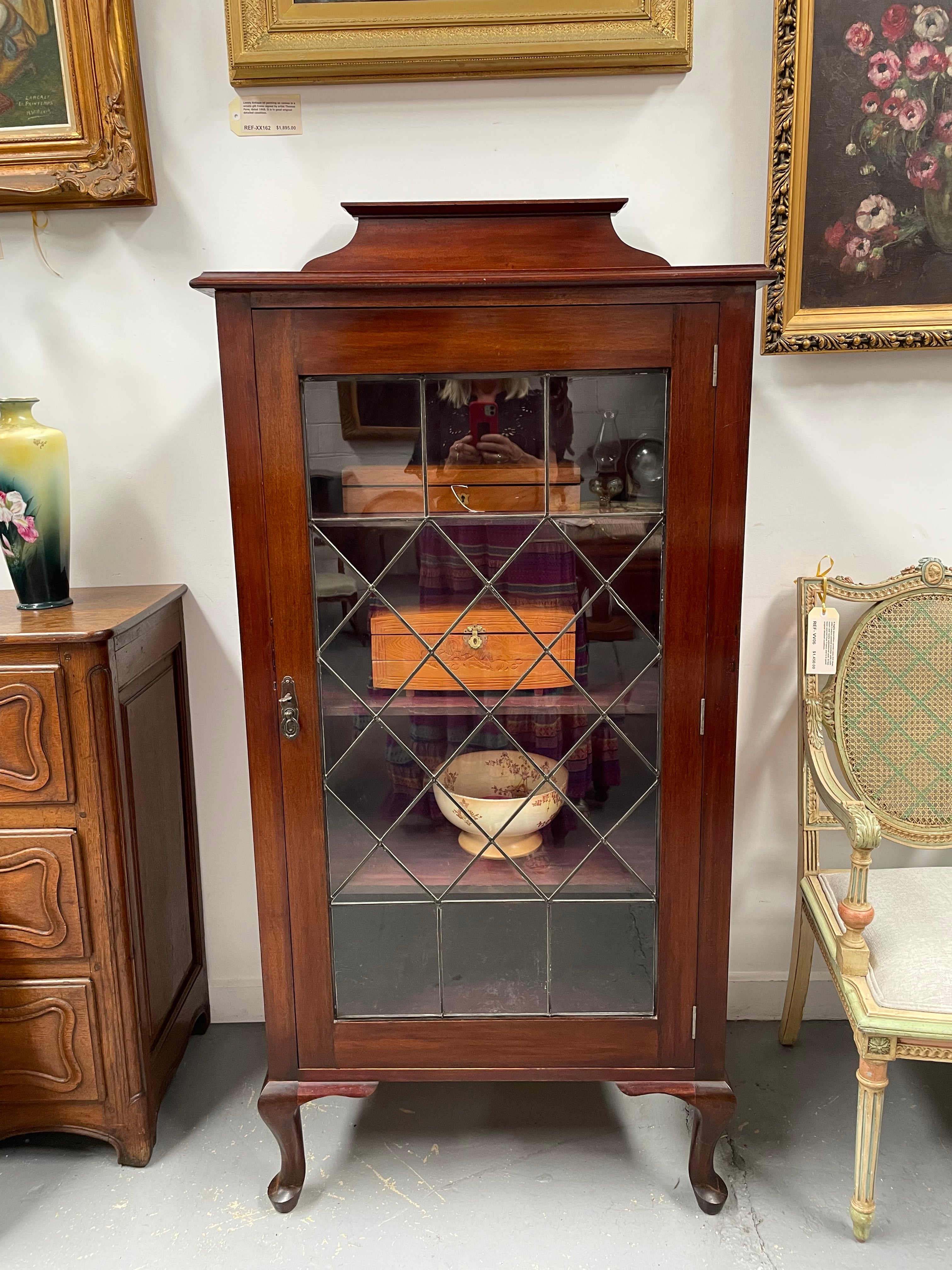 Mahogany Single Leadlight Door Display Cabinet/Bookcase | Antique & Vintage | Moonee Ponds Antiques | Australia Wide Delivery