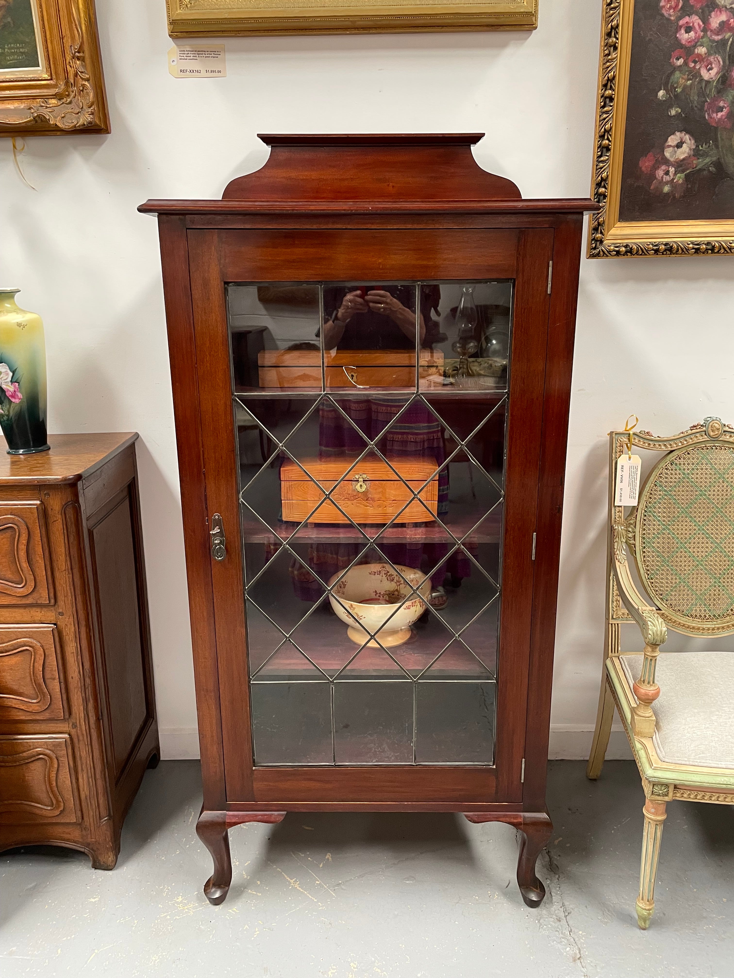Mahogany Single Leadlight Door Display Cabinet/Bookcase | Antique & Vintage | Moonee Ponds Antiques | Australia Wide Delivery