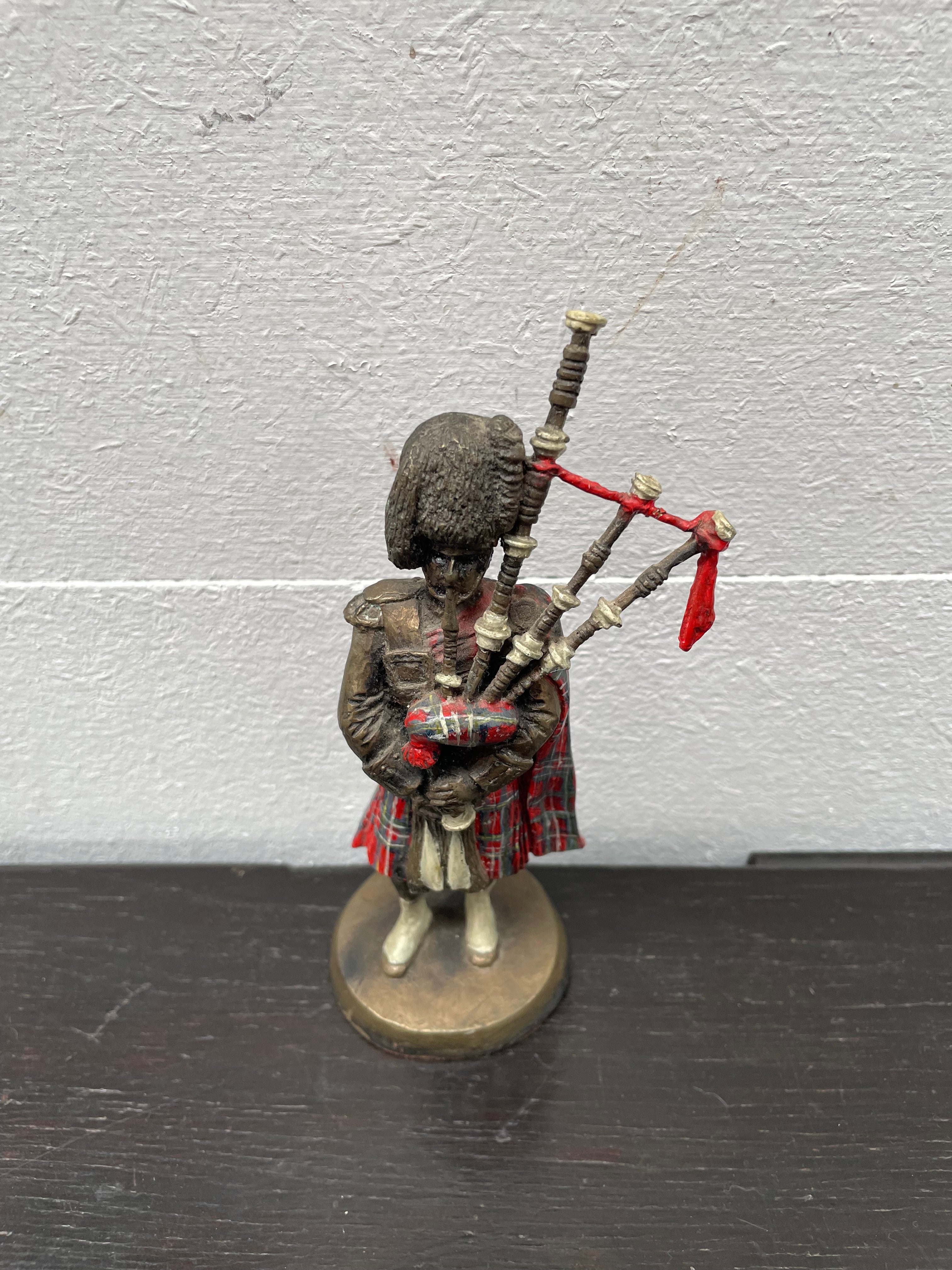 Vintage Scottish Bronze/Resin Bagpipe Player | Antique & Vintage | Moonee Ponds Antiques | Australia Wide Delivery