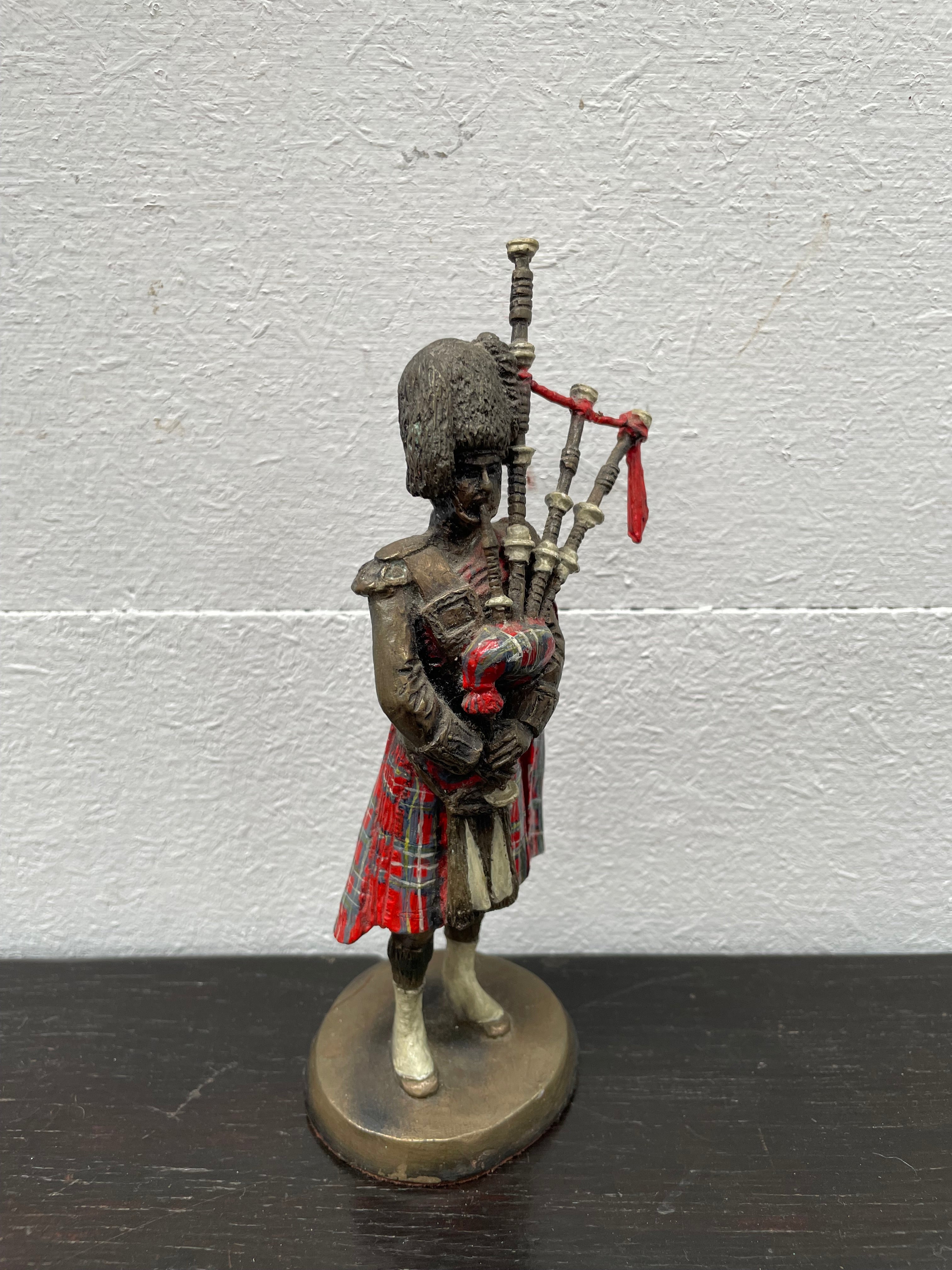 Vintage Scottish Bronze/Resin Bagpipe Player | Antique & Vintage | Moonee Ponds Antiques | Australia Wide Delivery