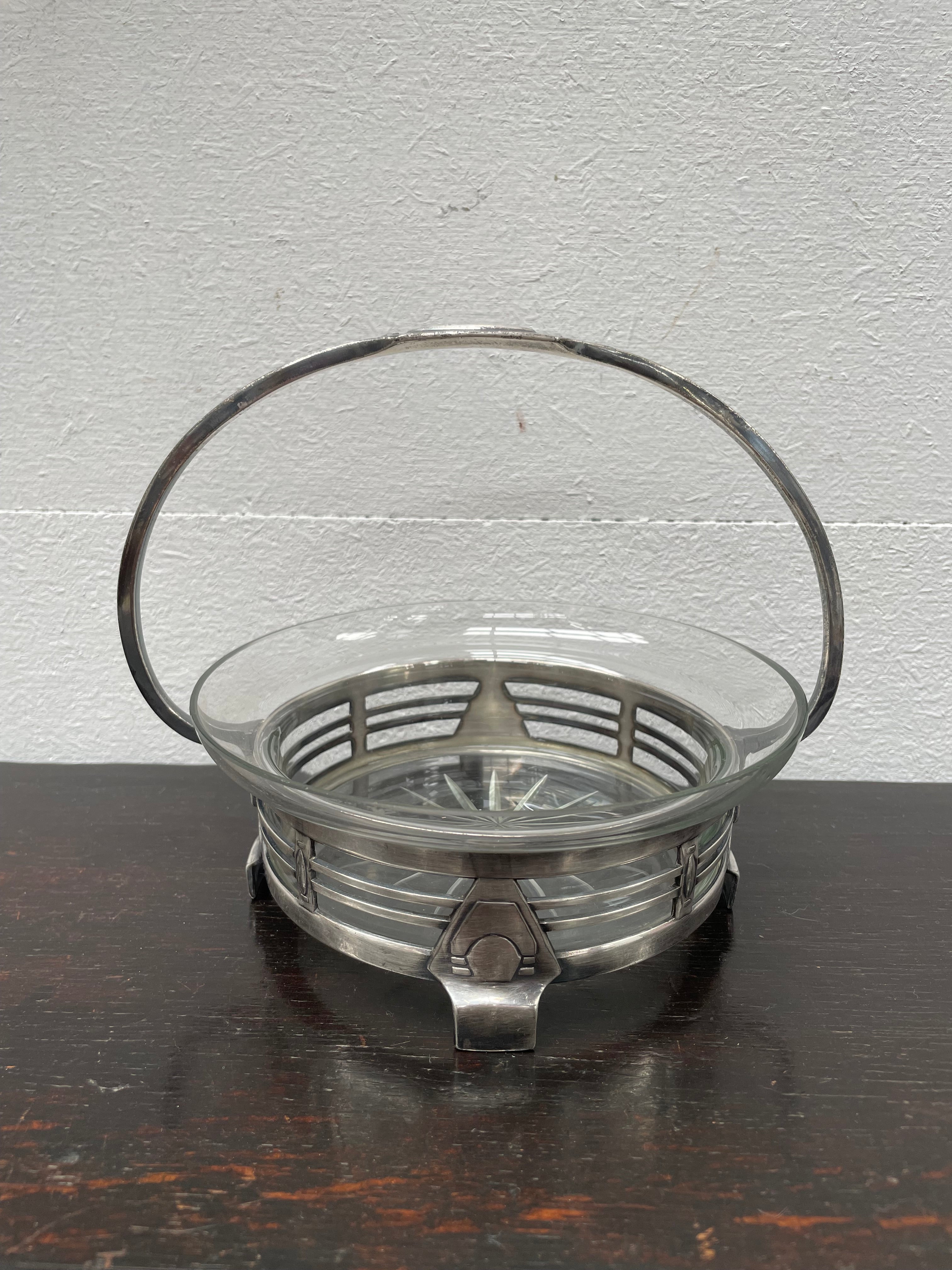 Art Nouveau Swedish Silver/Crystal Candy Dish