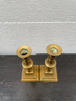 Pair Antique Miniature Brass Candle Holders | Antique & Vintage | Moonee Ponds Antiques | Australia Wide Delivery