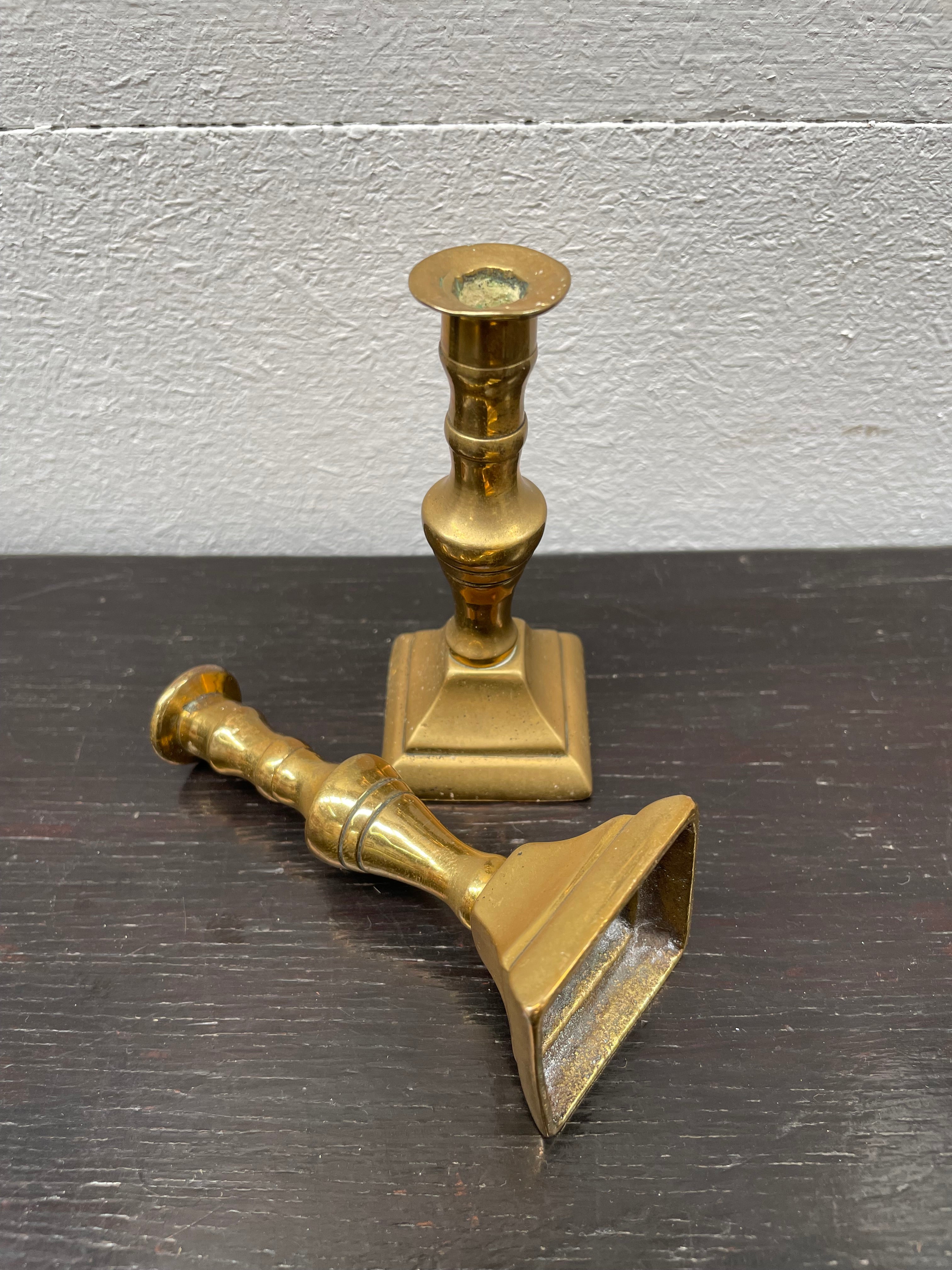 Pair Antique Miniature Brass Candle Holders | Antique & Vintage | Moonee Ponds Antiques | Australia Wide