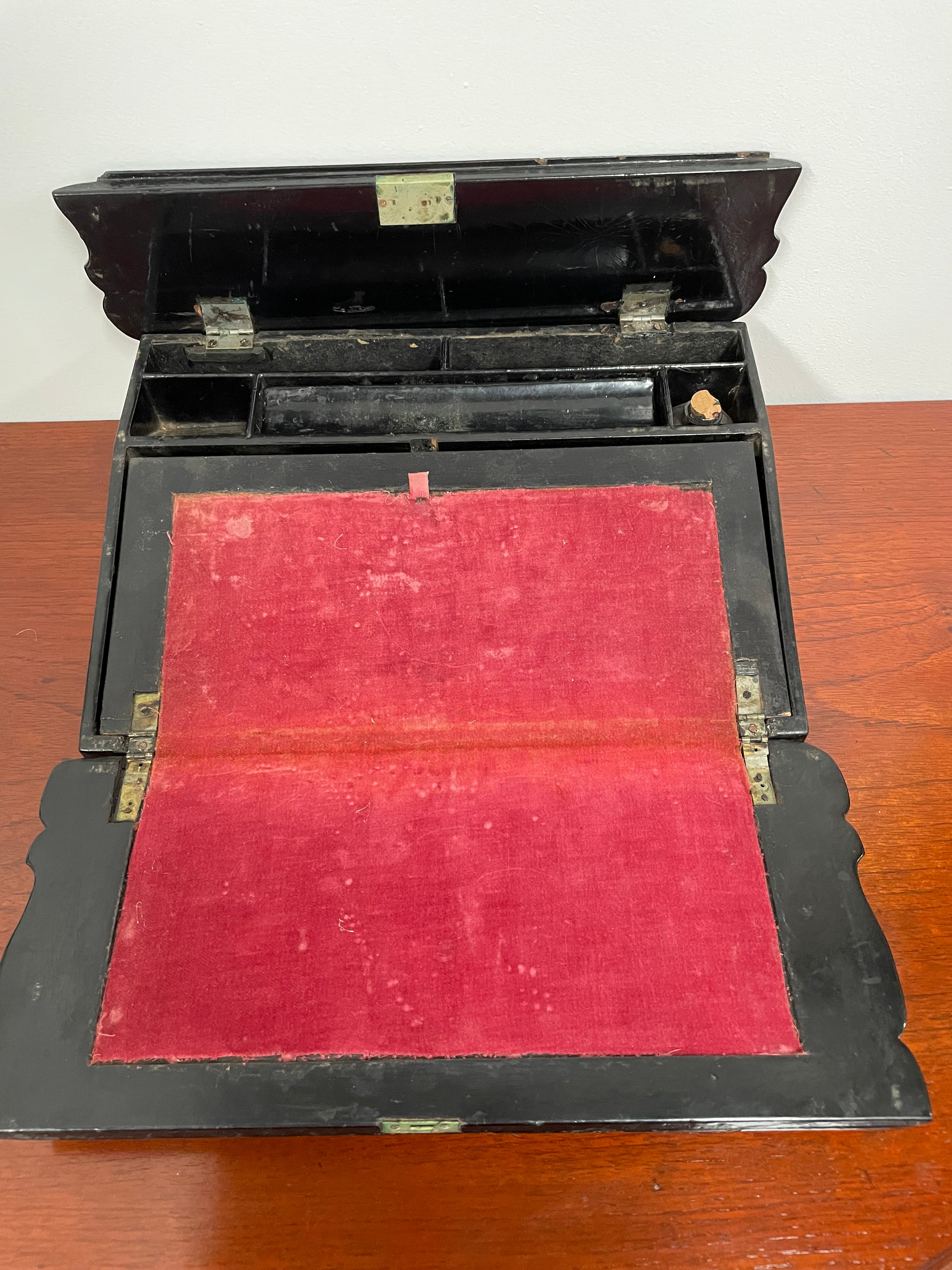 Lovely Victorian Paper Mache Writing Slope | Antique & Vintage | Moonee Ponds Antiques | Australia Wide Delivery