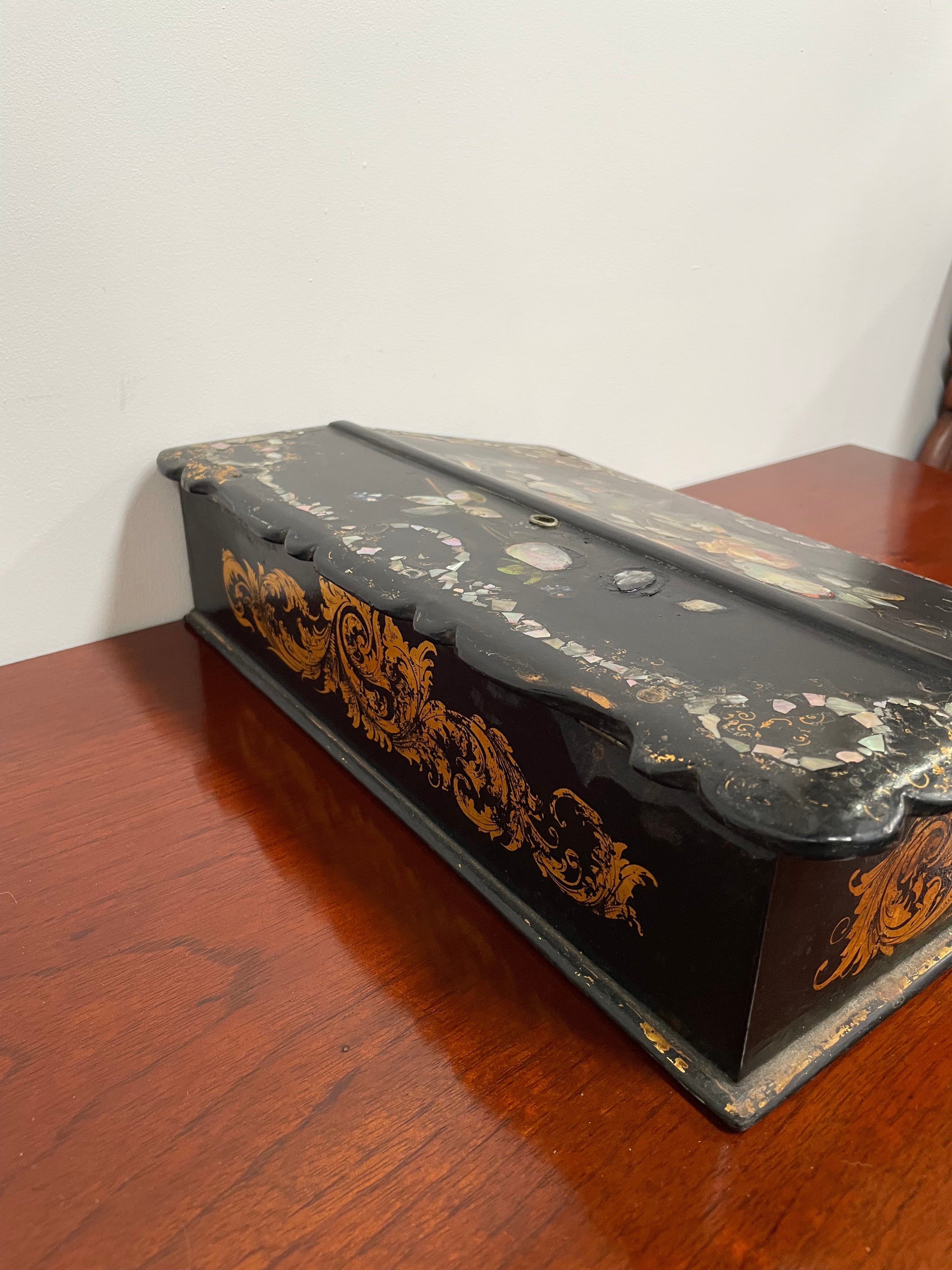 Lovely Victorian Paper Mache Writing Slope | Antique & Vintage | Moonee Ponds Antiques | Australia Wide Delivery
