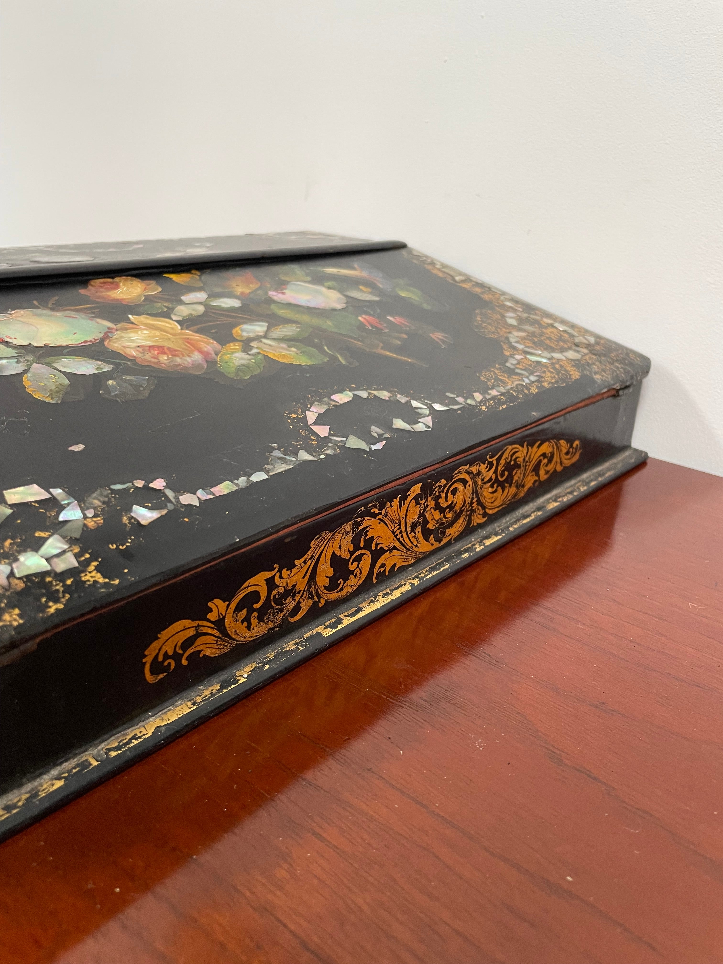 Lovely Victorian Paper Mache Writing Slope | Antique & Vintage | Moonee Ponds Antiques | Australia Wide Delivery