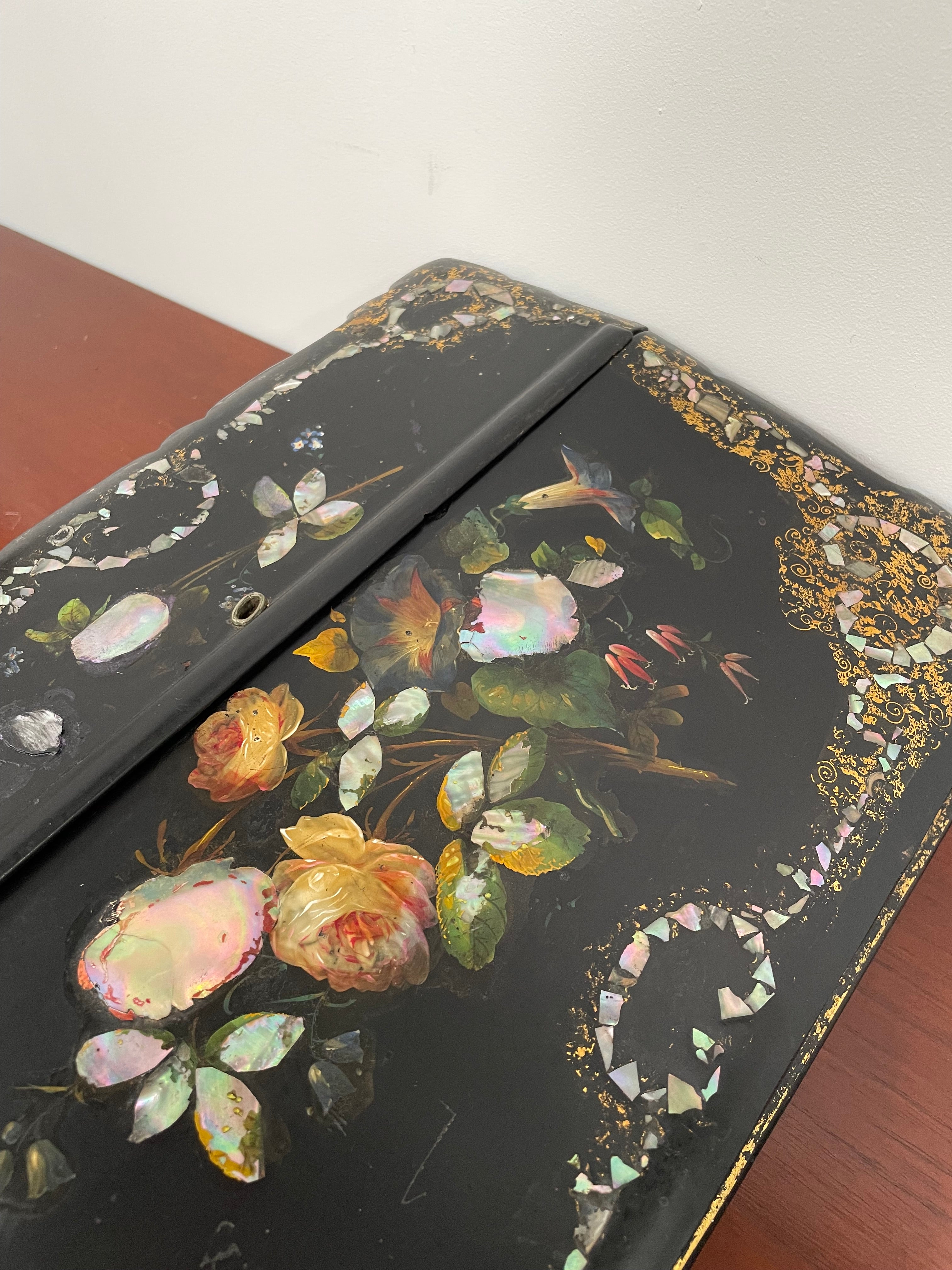 Lovely Victorian Paper Mache Writing Slope | Antique & Vintage | Moonee Ponds Antiques | Australia Wide Delivery