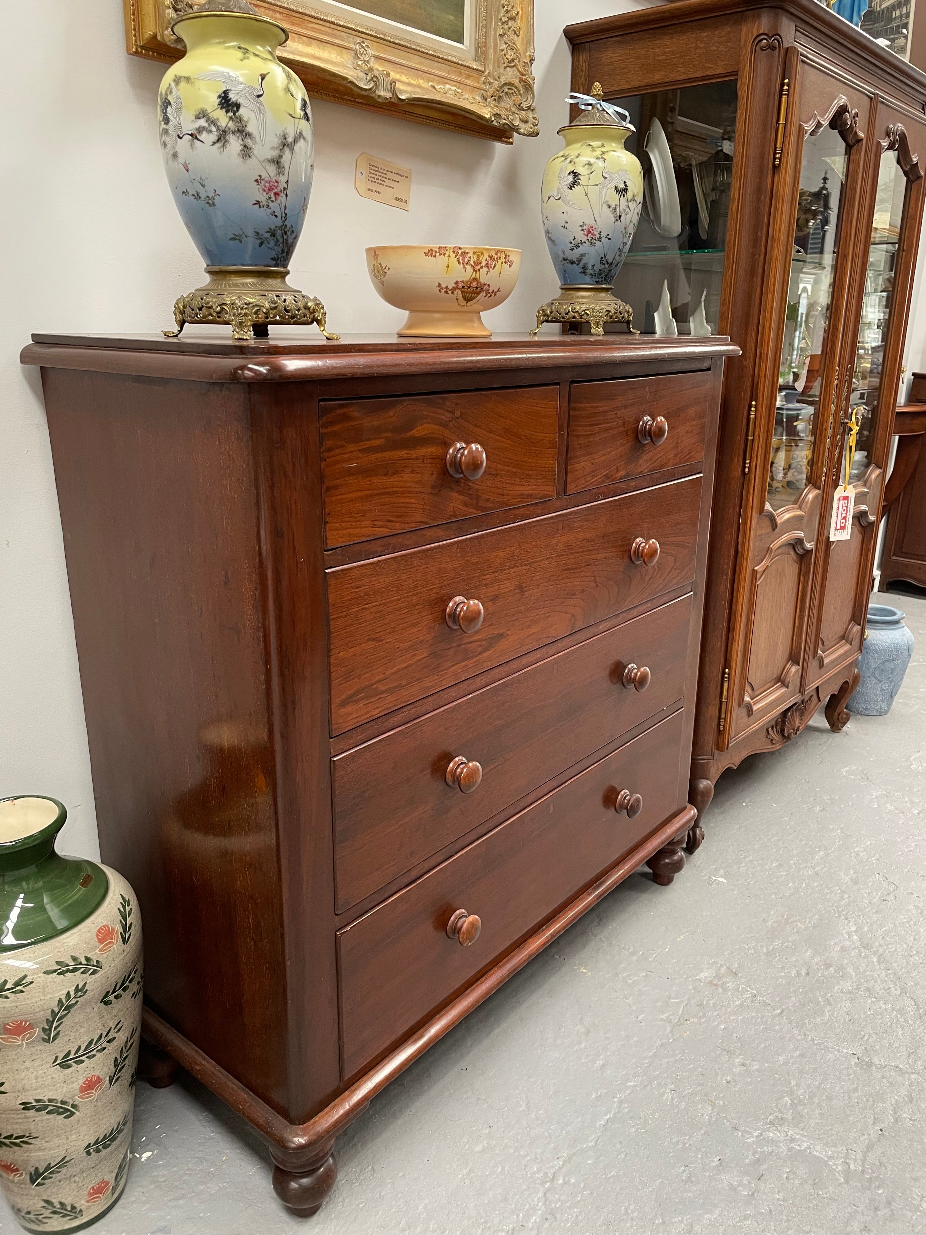 Victorian Australian Cedar Chest of Five Drawers | Antique & Vintage | Moonee Ponds Antiques | Australia Wide Delivery