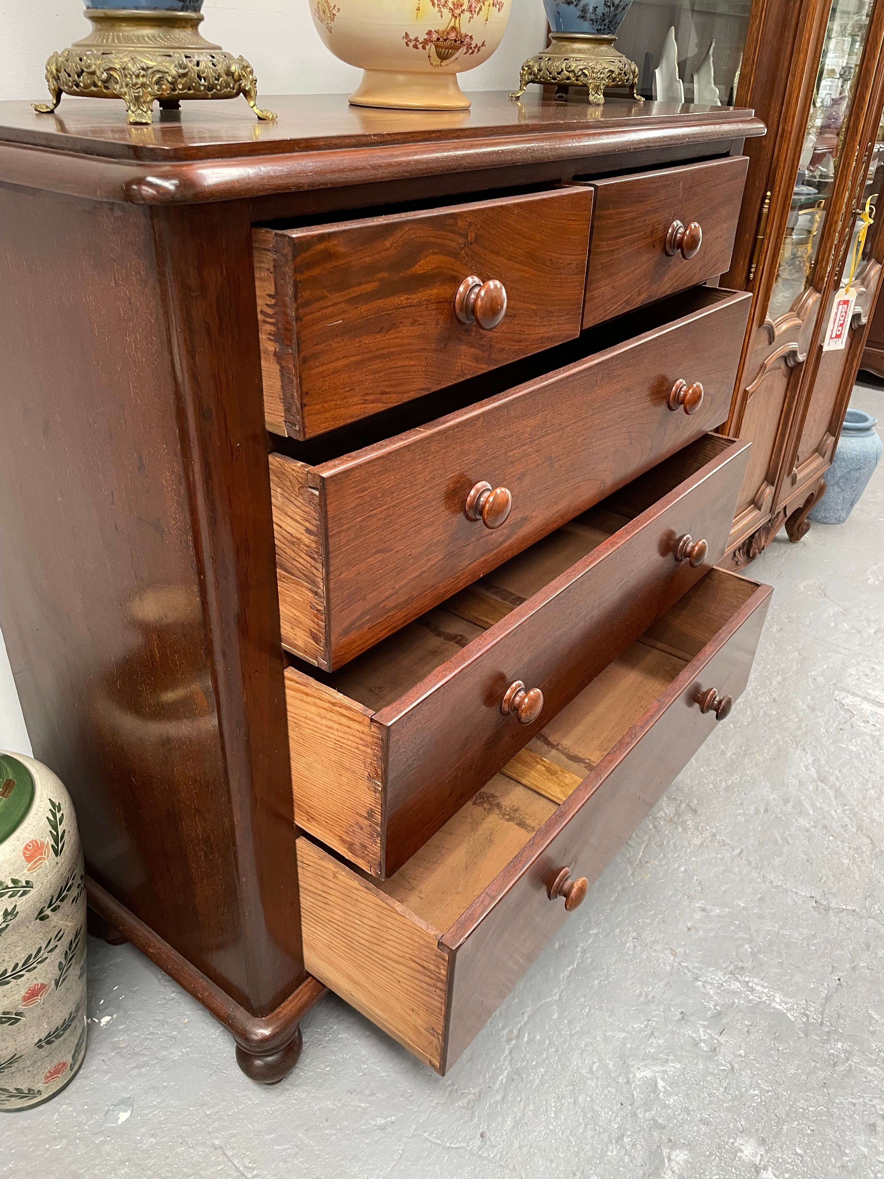 Victorian Australian Cedar Chest of Five Drawers | Antique & Vintage | Moonee Ponds Antiques | Australia Wide Delivery
