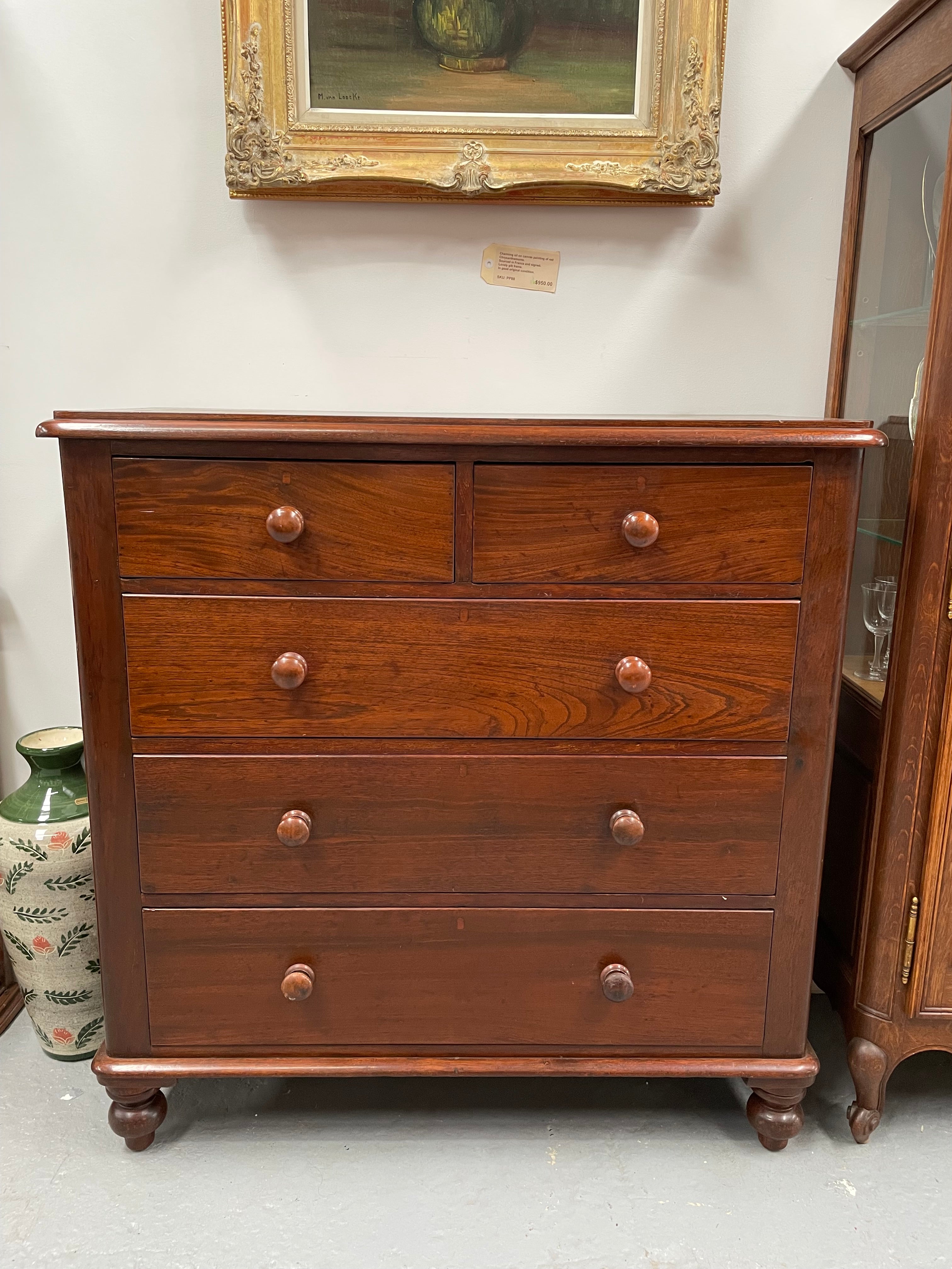 Victorian Australian Cedar Chest of Five Drawers | Antique & Vintage | Moonee Ponds Antiques | Australia Wide Delivery
