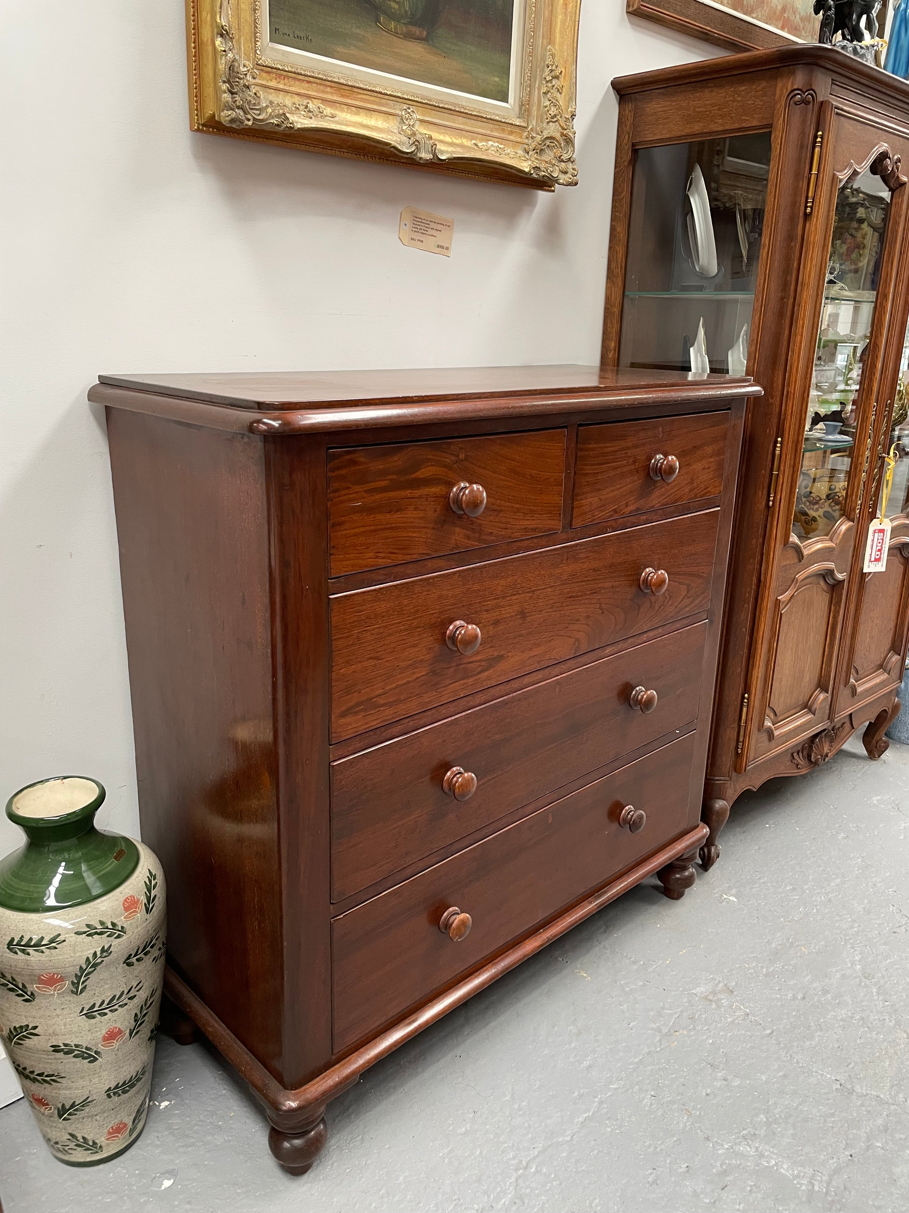 Victorian Australian Cedar Chest of Five Drawers | Antique & Vintage | Moonee Ponds Antiques | Australia Wide Delivery