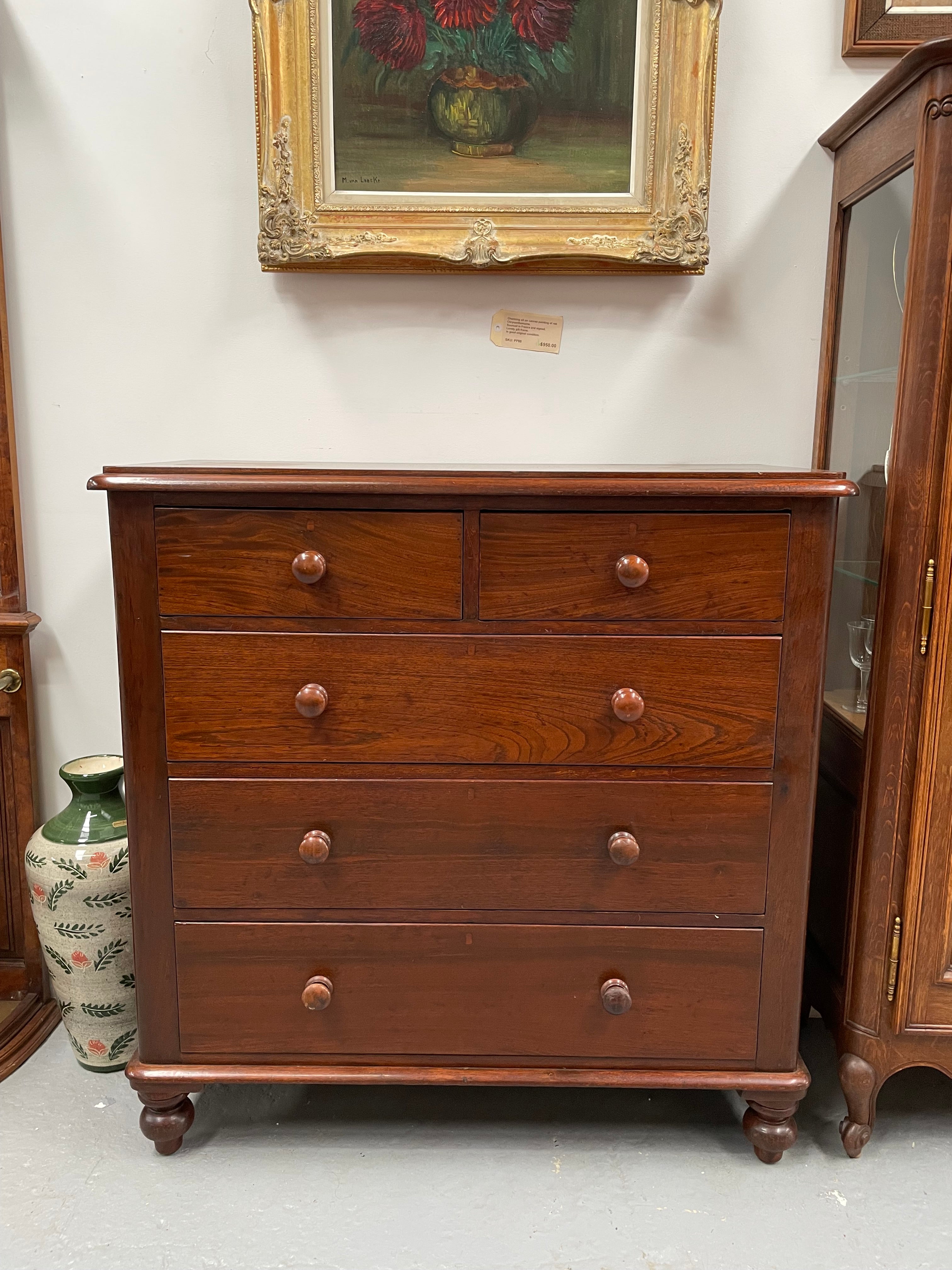 Victorian Australian Cedar Chest of Five Drawers | Antique & Vintage | Moonee Ponds Antiques | Australia Wide Delivery