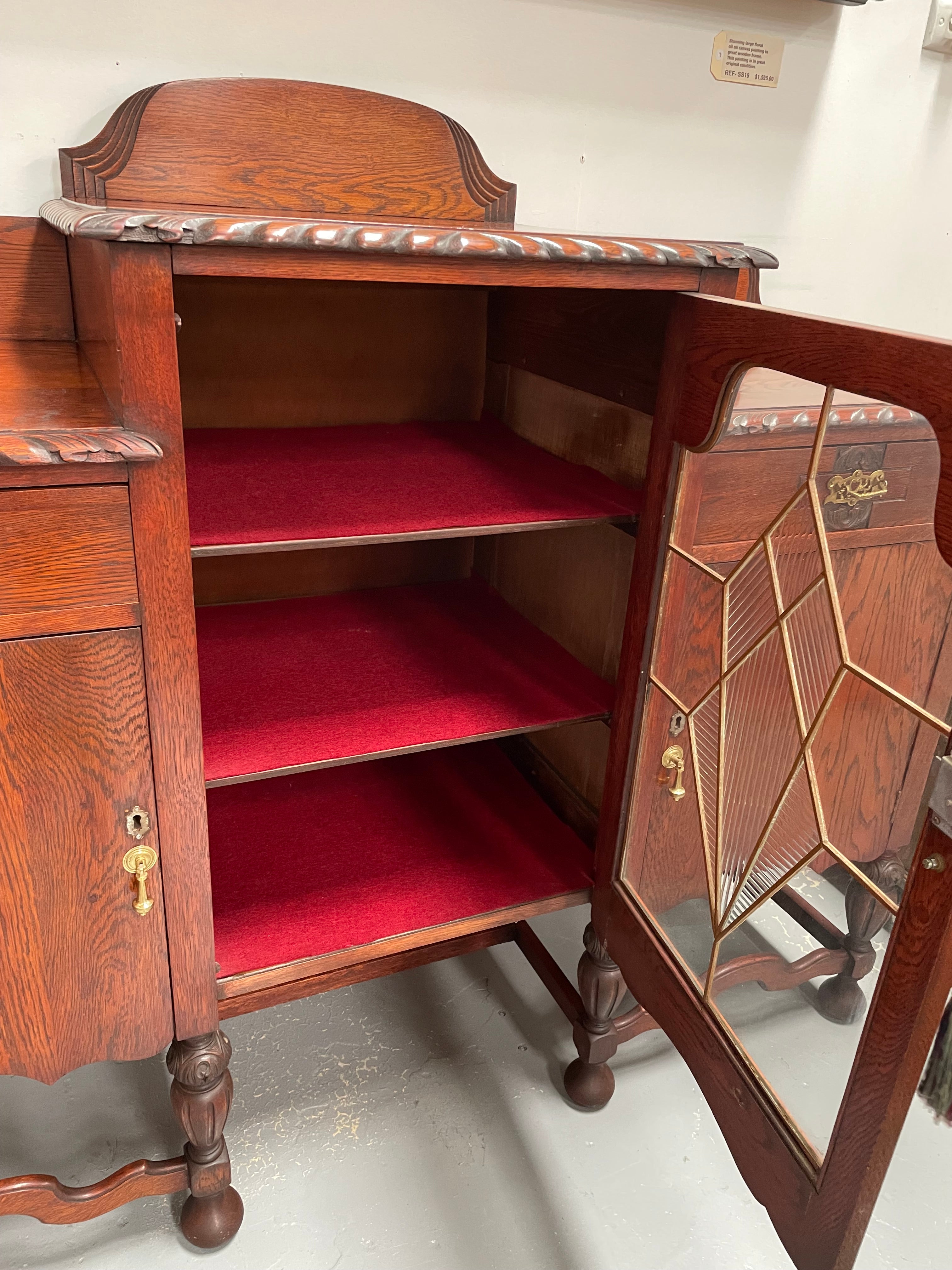 Australian Oak Sideboard With Leadlight Door | Antique & Vintage | Moonee Ponds Antiques | Australia Wide Delivery