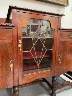 Australian Oak Sideboard With Leadlight Door | Antique & Vintage | Moonee Ponds Antiques | Australia Wide Delivery