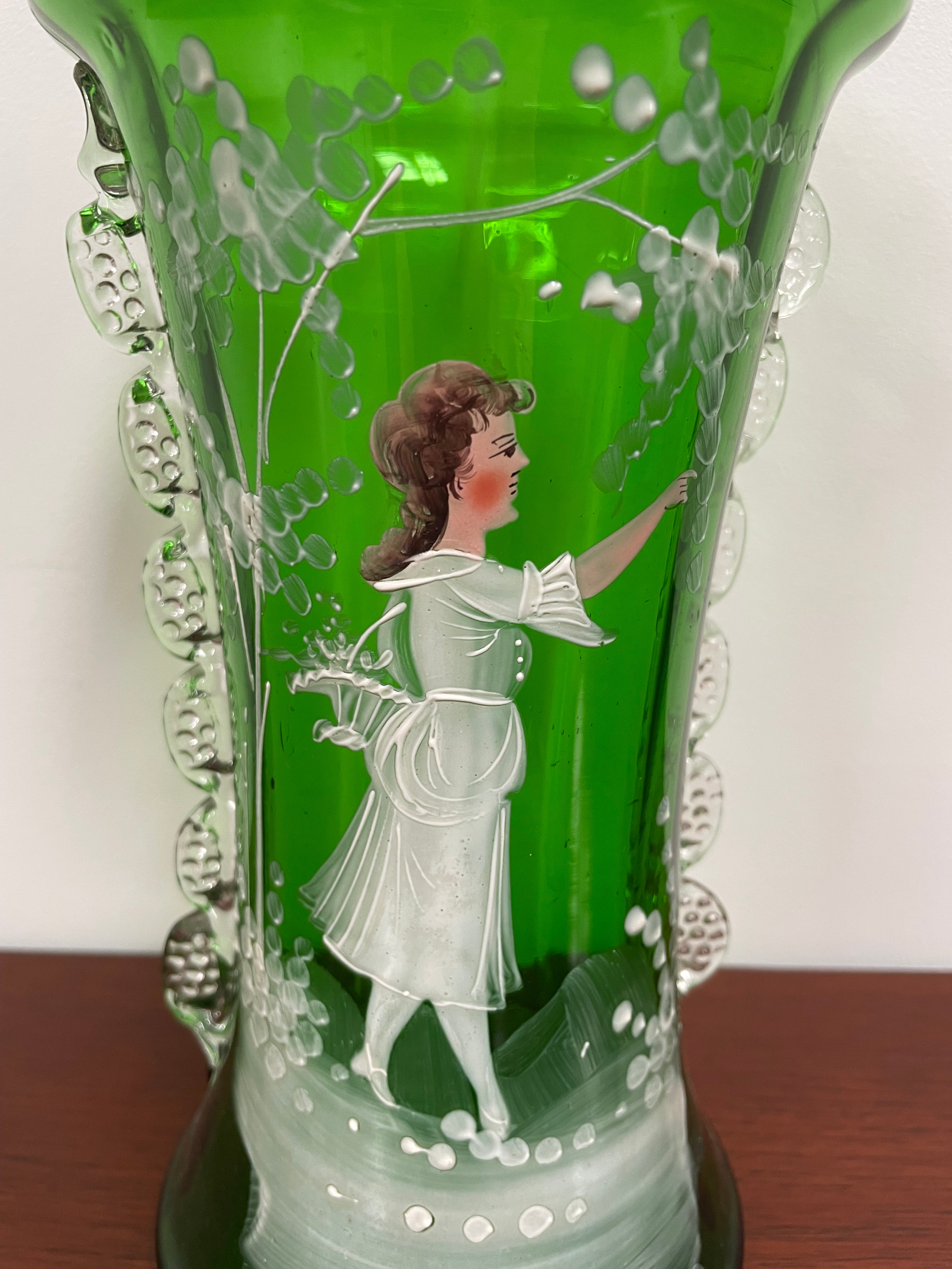 Lovely Victorian Mary Gregory glass Vase | Antique & Vintage | Moonee Ponds Antiques | Australia Wide