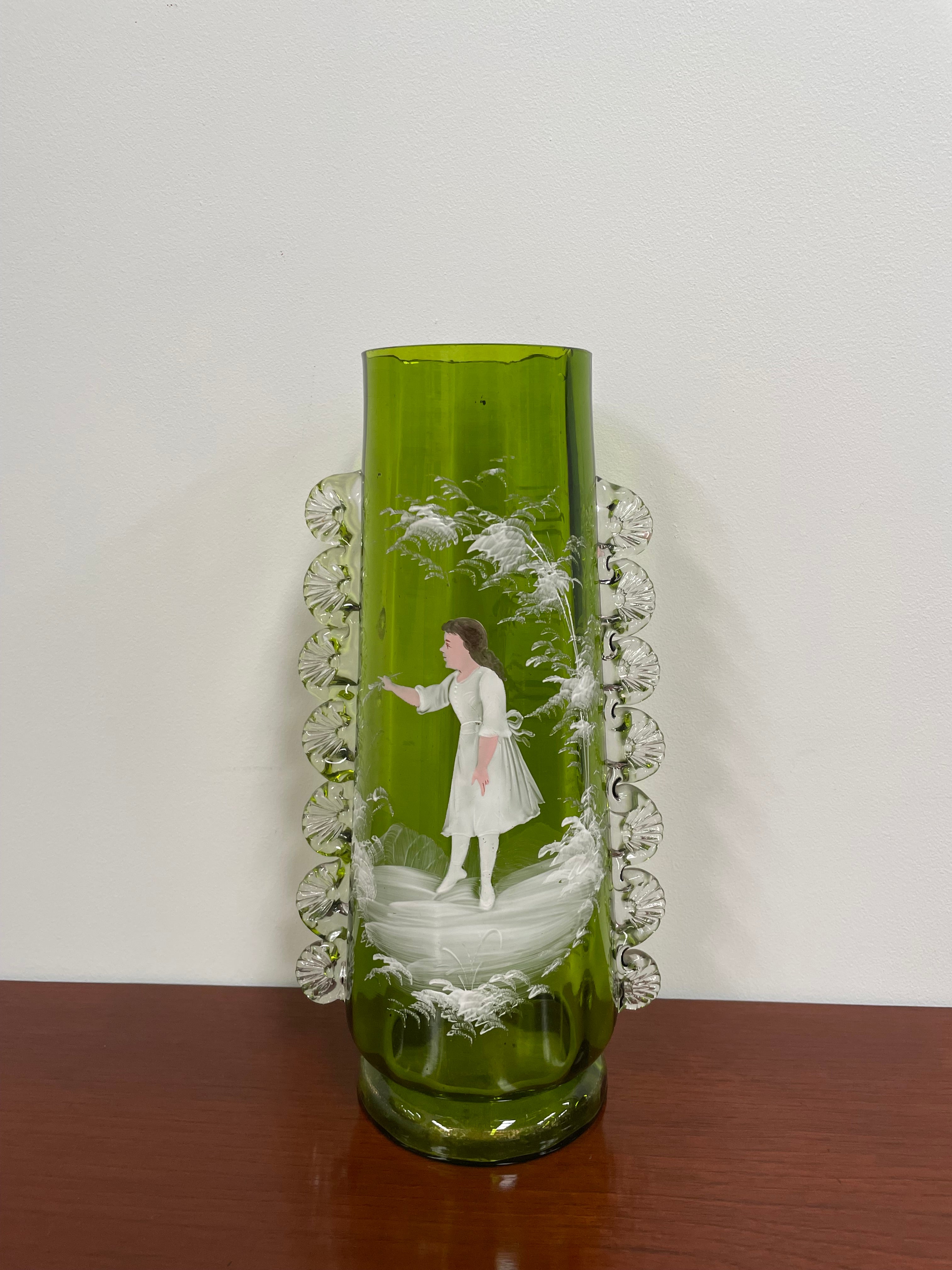 Victorian Mary Gregory Hand painted Vase | Antique & Vintage | Moonee Ponds Antiques | Australia Wide Delivery