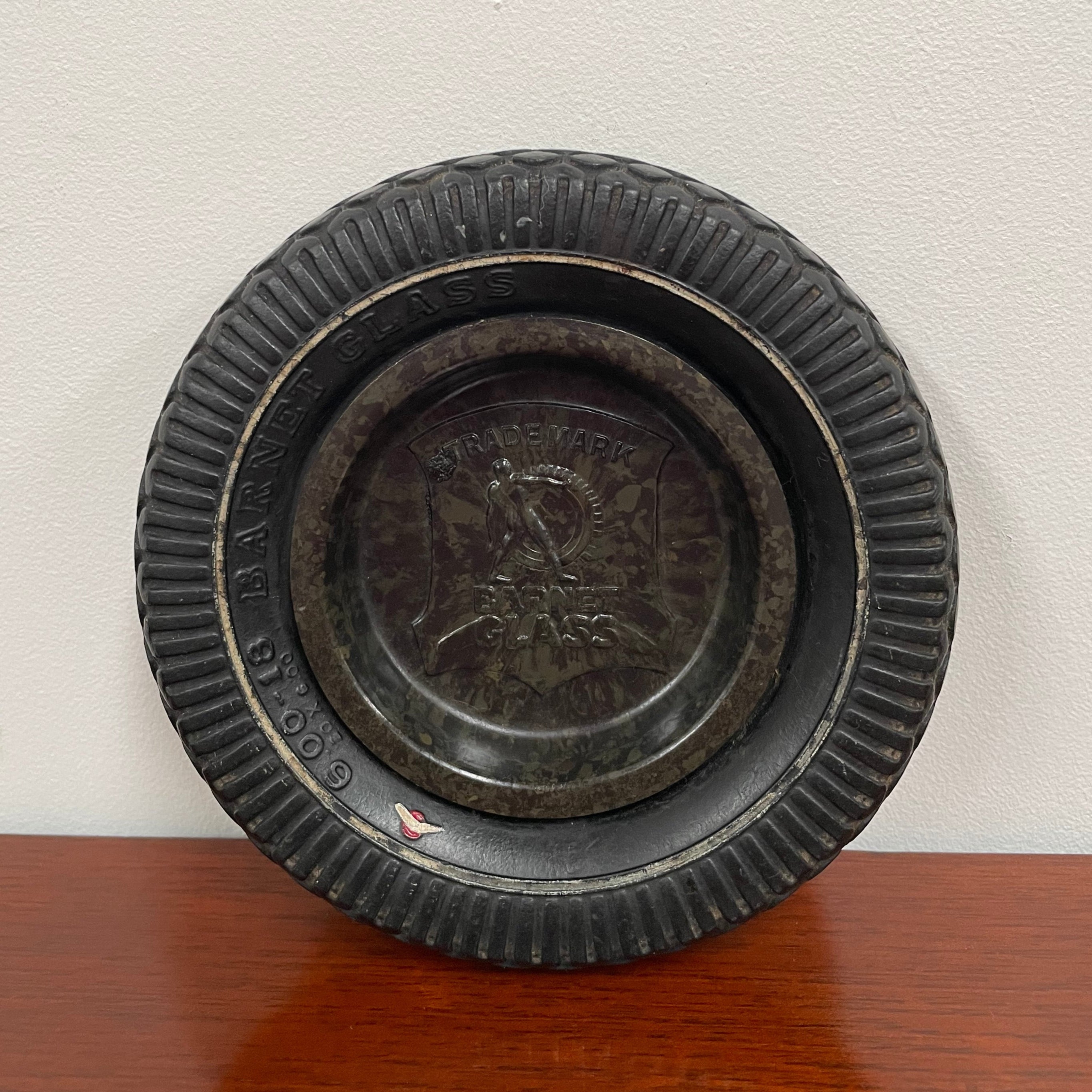 Vintage 1915 Barnet Glass Bakelite tyre ashtray