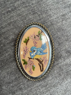 Lovely Hand Embroidred Vintage Brooch | Antique & Vintage | Moonee Ponds Antiques | Australia Wide Delivery