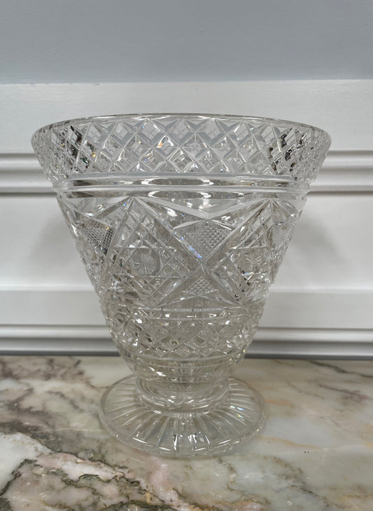 Large Vintage Hand Cut Crystal Vase