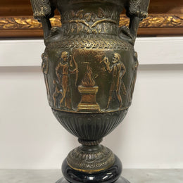 Victorian Bronze Urn On Ceramic Base