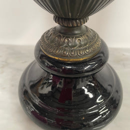 Victorian Bronze Urn On Ceramic Base