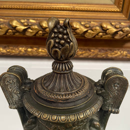 Victorian Bronze Urn On Ceramic Base