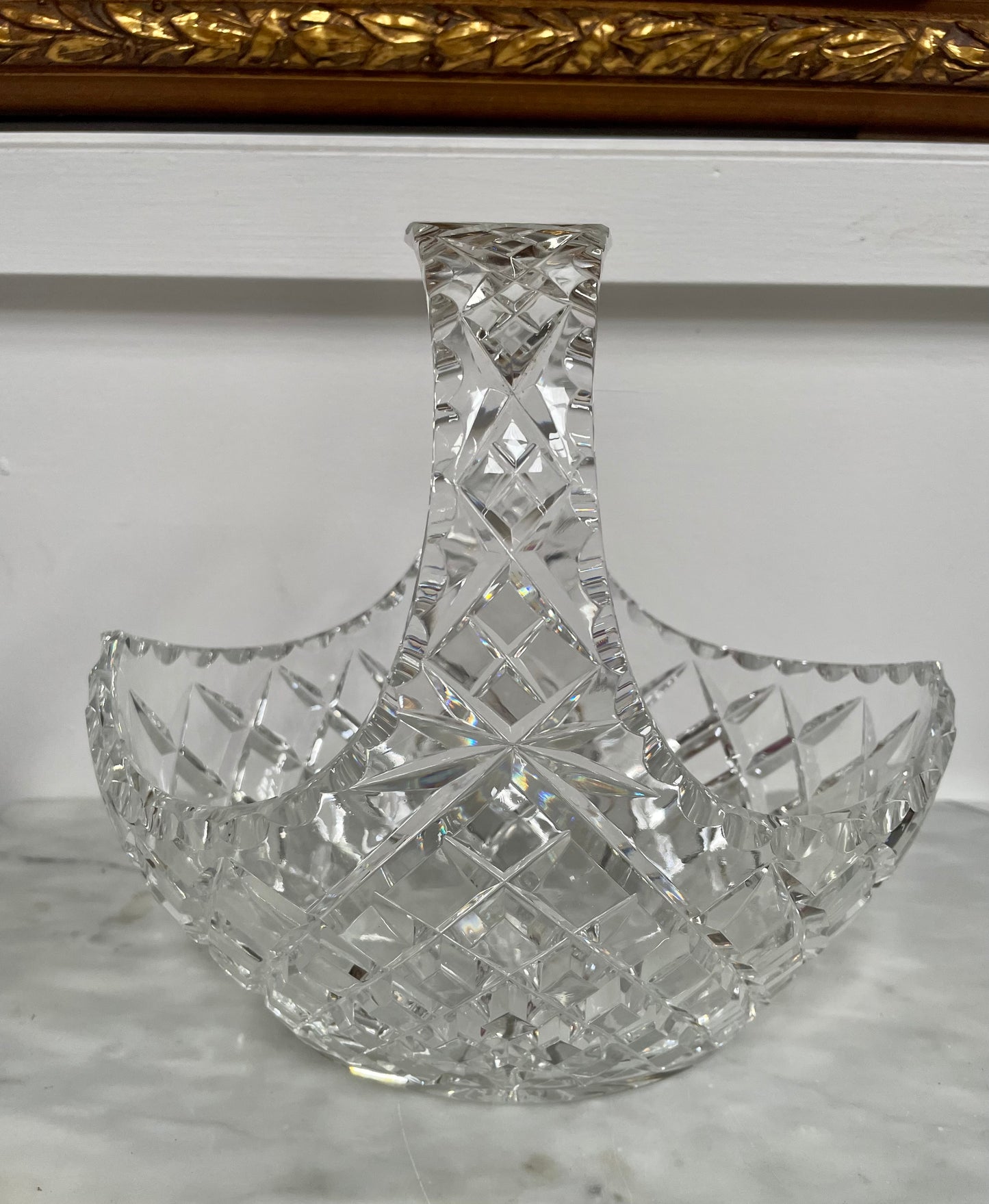 Vintage Crystal Basket Vase