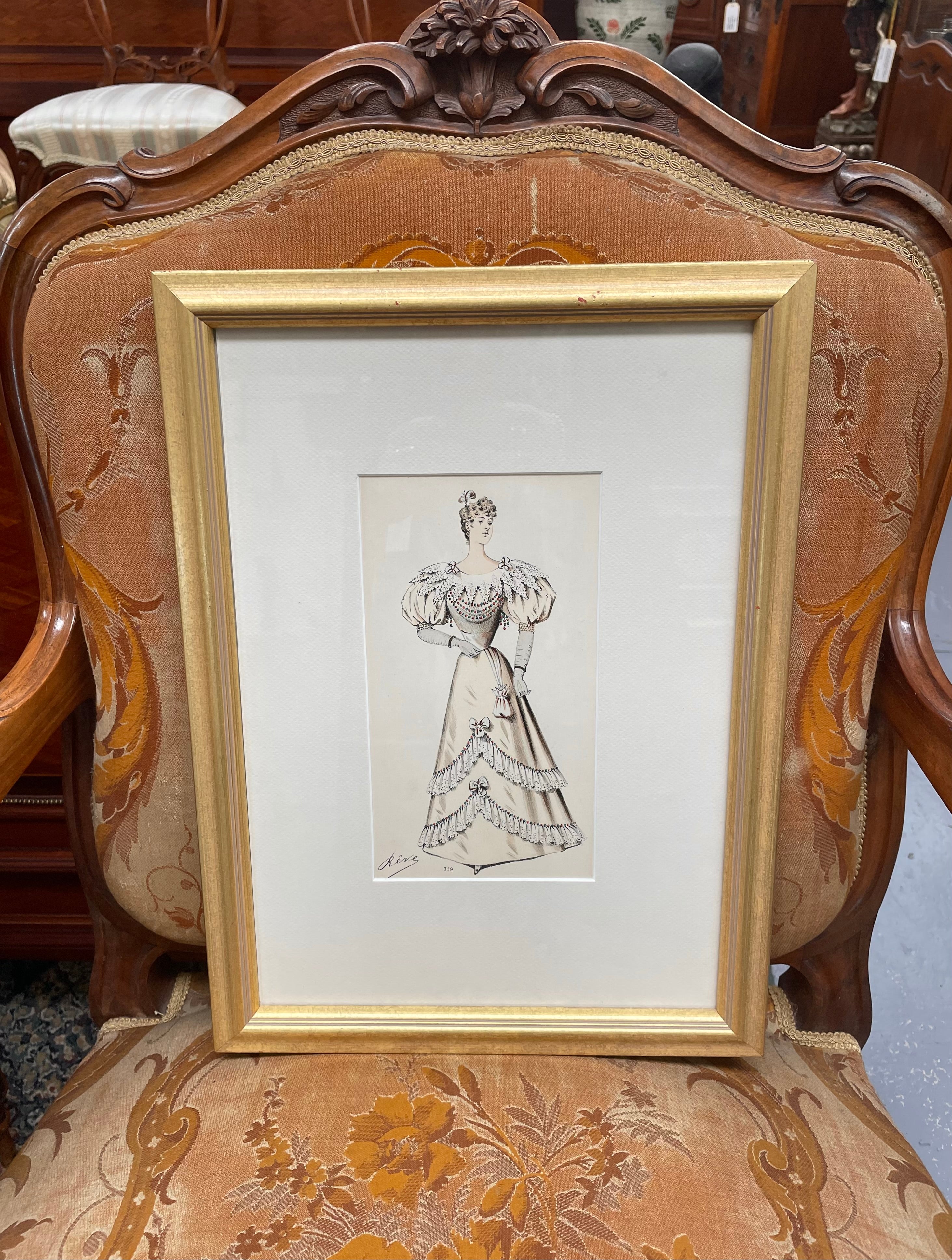 Beautiful  Hand Coloured Fashion Print