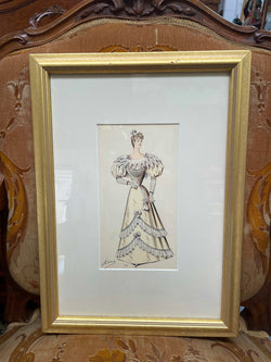 Beautiful Hand Coloured Fashion Print | Antique & Vintage | Moonee Ponds Antiques | Australia Wide Delivery