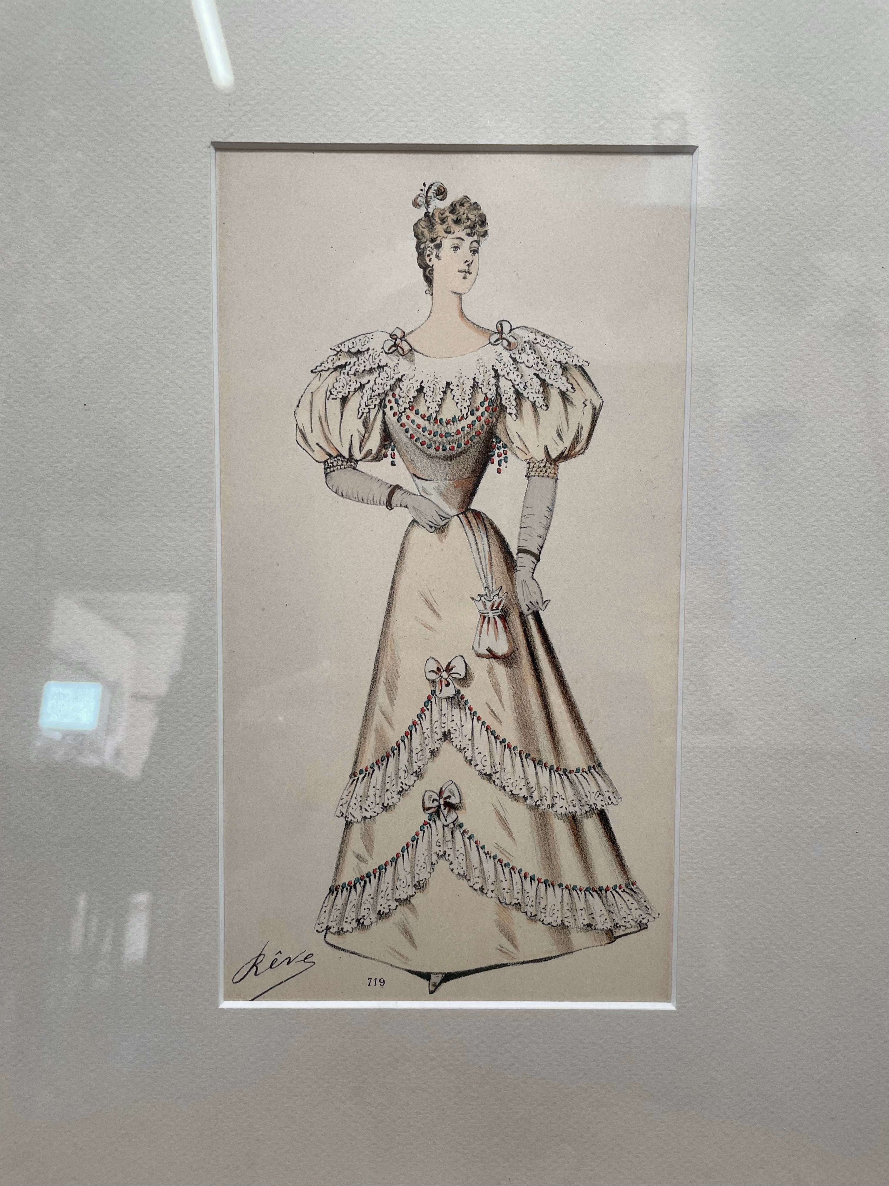Beautiful Hand Coloured Fashion Print | Antique & Vintage | Moonee Ponds Antiques | Australia Wide Delivery