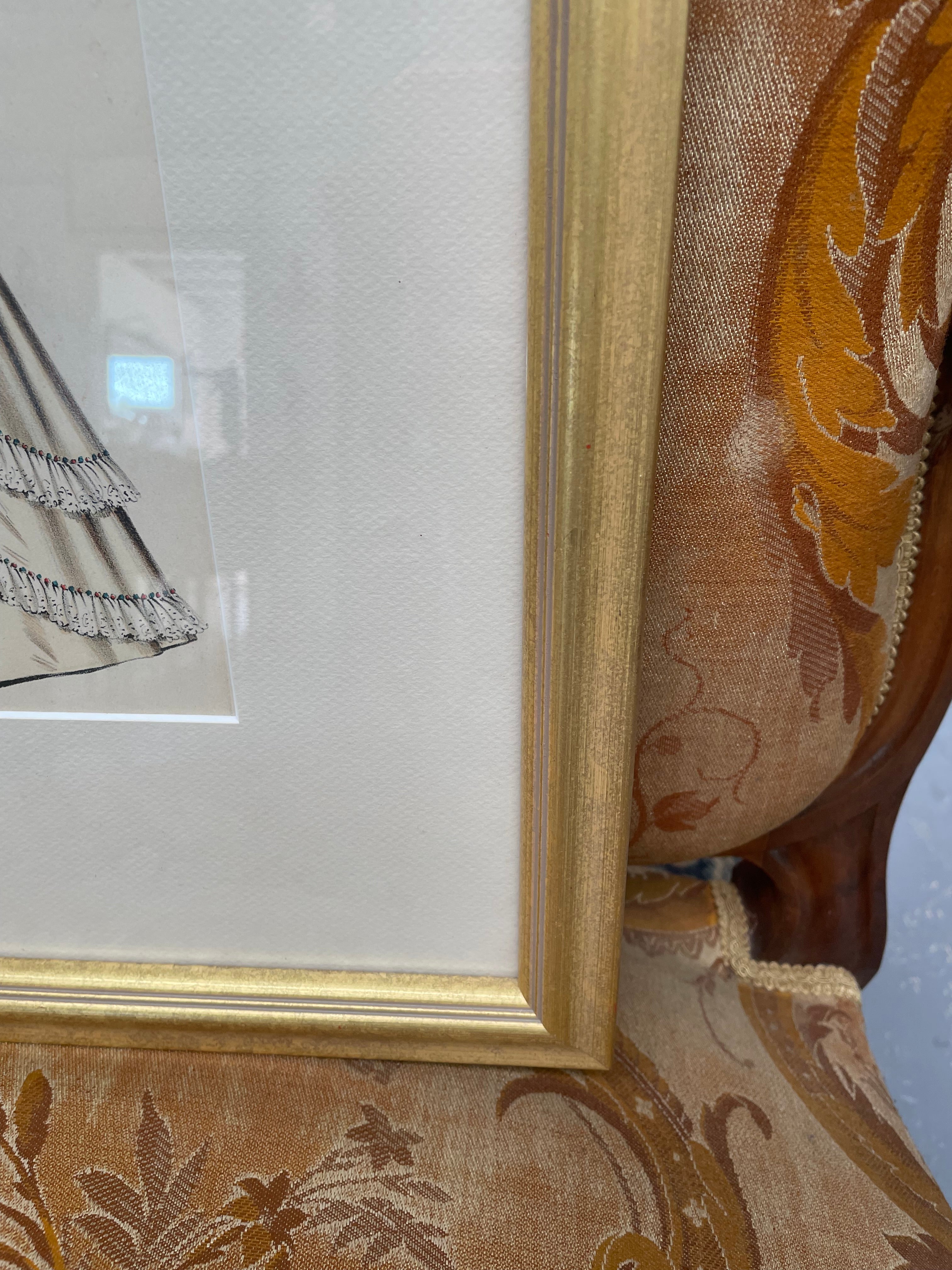 Beautiful Hand Coloured Fashion Print | Antique & Vintage | Moonee Ponds Antiques | Australia Wide Delivery