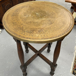 Lovely Brass Top Side Table Featuring Elephants
