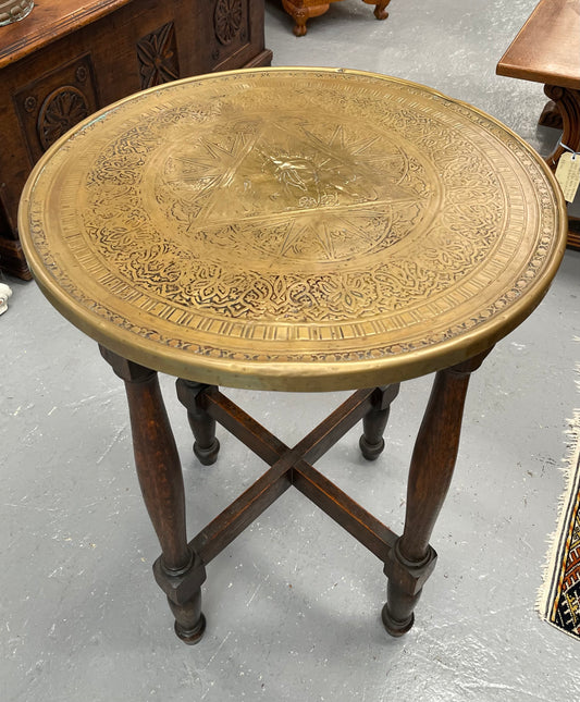 Lovely Brass Top Side Table Featuring Elephants