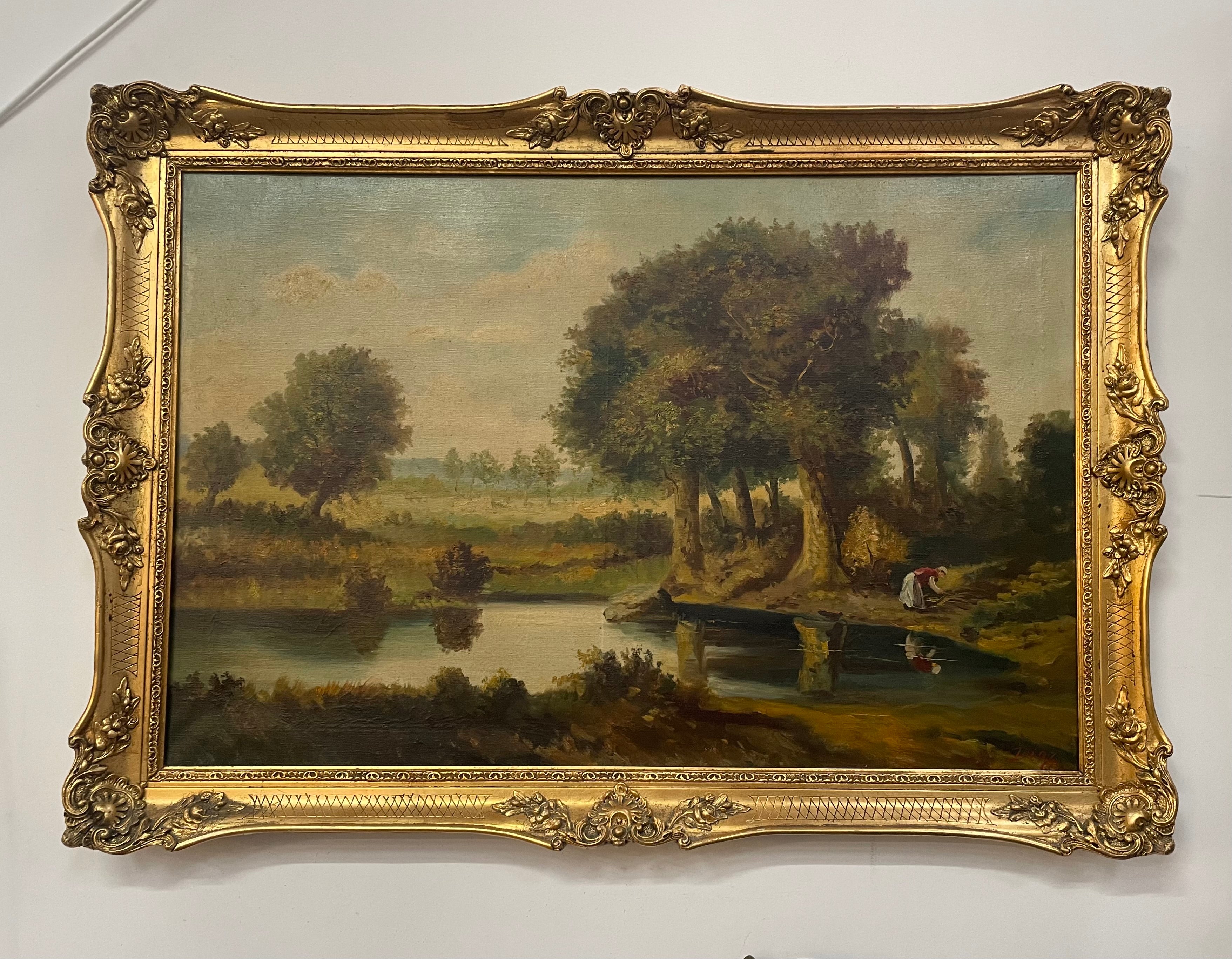 Beautiful French Framed Landscape Painting | Antique & Vintage | Moonee Ponds Antiques | Australia Wide Delivery