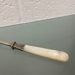 Antique Mother Of Pearl & Silver Bread Fork
