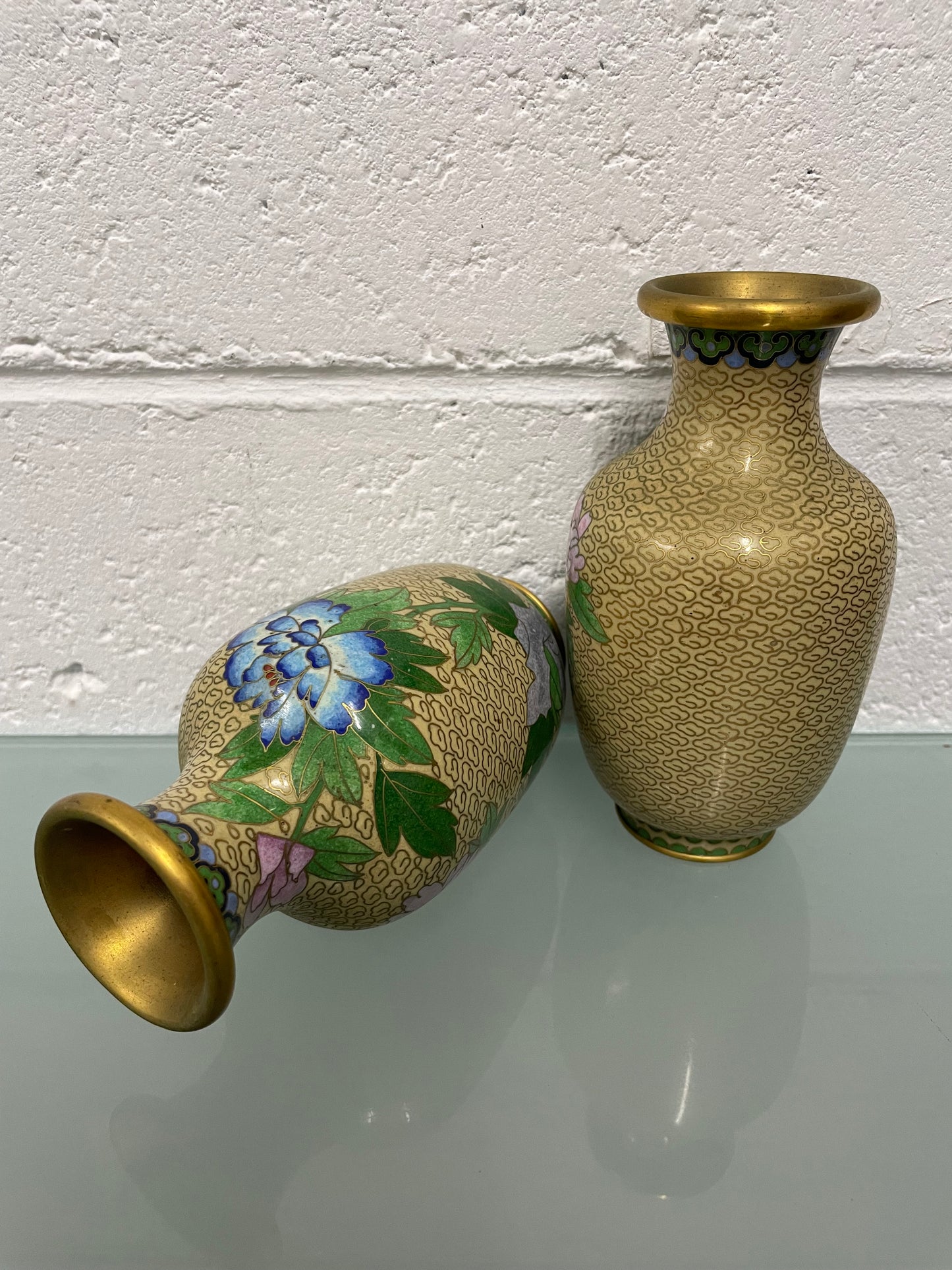 Pair Of Vintage Chinese Cloisonné Vases