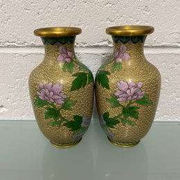 Pair Of Vintage Chinese Cloisonné Vases
