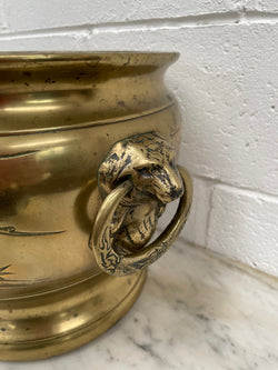 Large Vintage Heavy Rustic Brass Oriental Jardiniere | Antique & Vintage | Moonee Ponds Antiques | Australia Wide Delivery