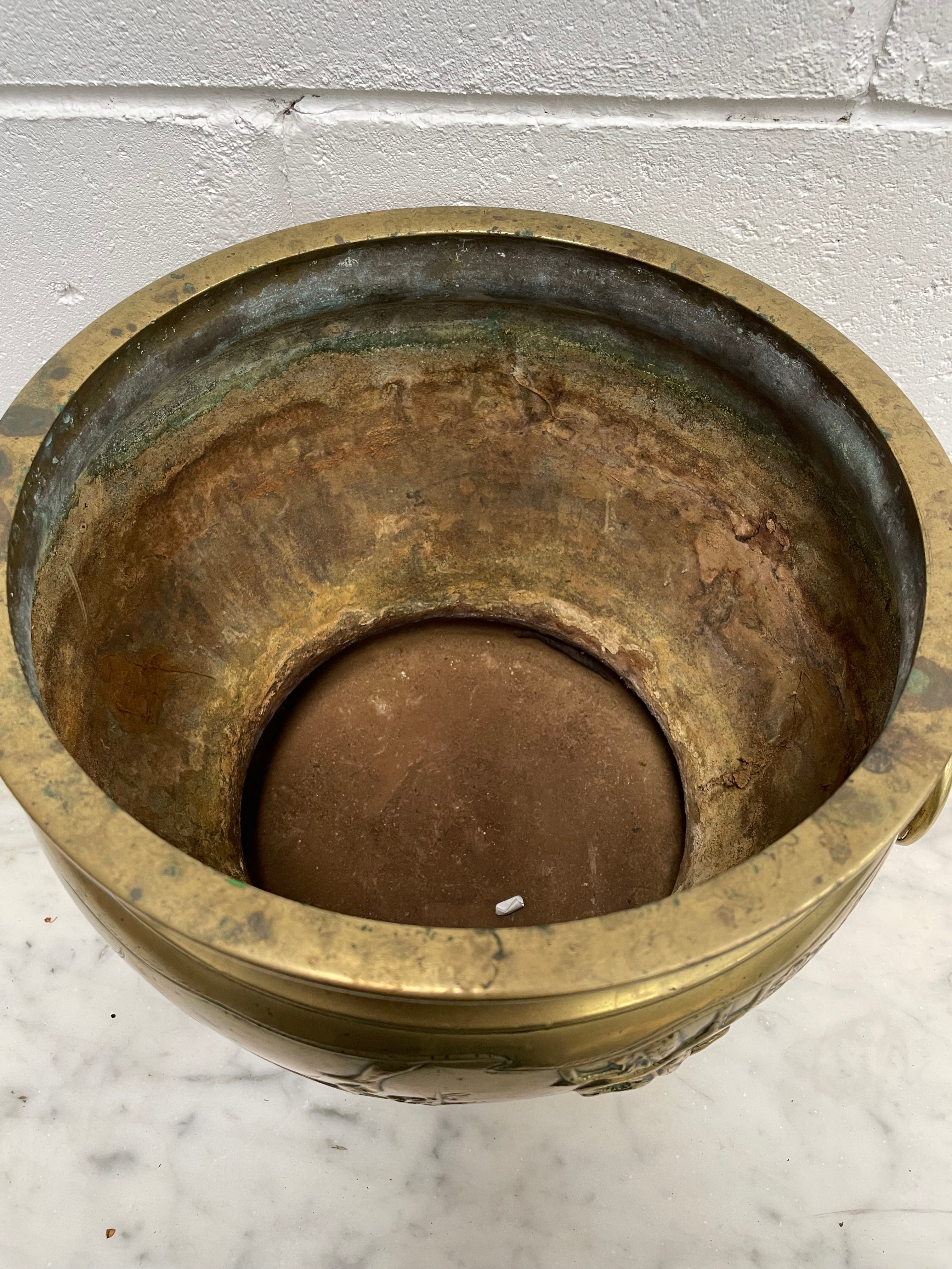 Large Vintage Heavy Rustic Brass Oriental Jardiniere | Antique & Vintage | Moonee Ponds Antiques | Australia Wide Delivery