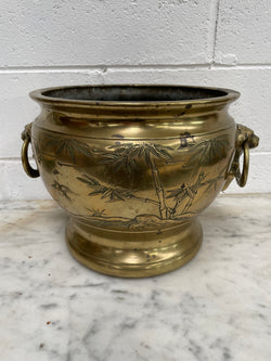 Large Vintage Heavy Rustic Brass Oriental Jardiniere | Antique & Vintage | Moonee Ponds Antiques | Australia Wide Delivery