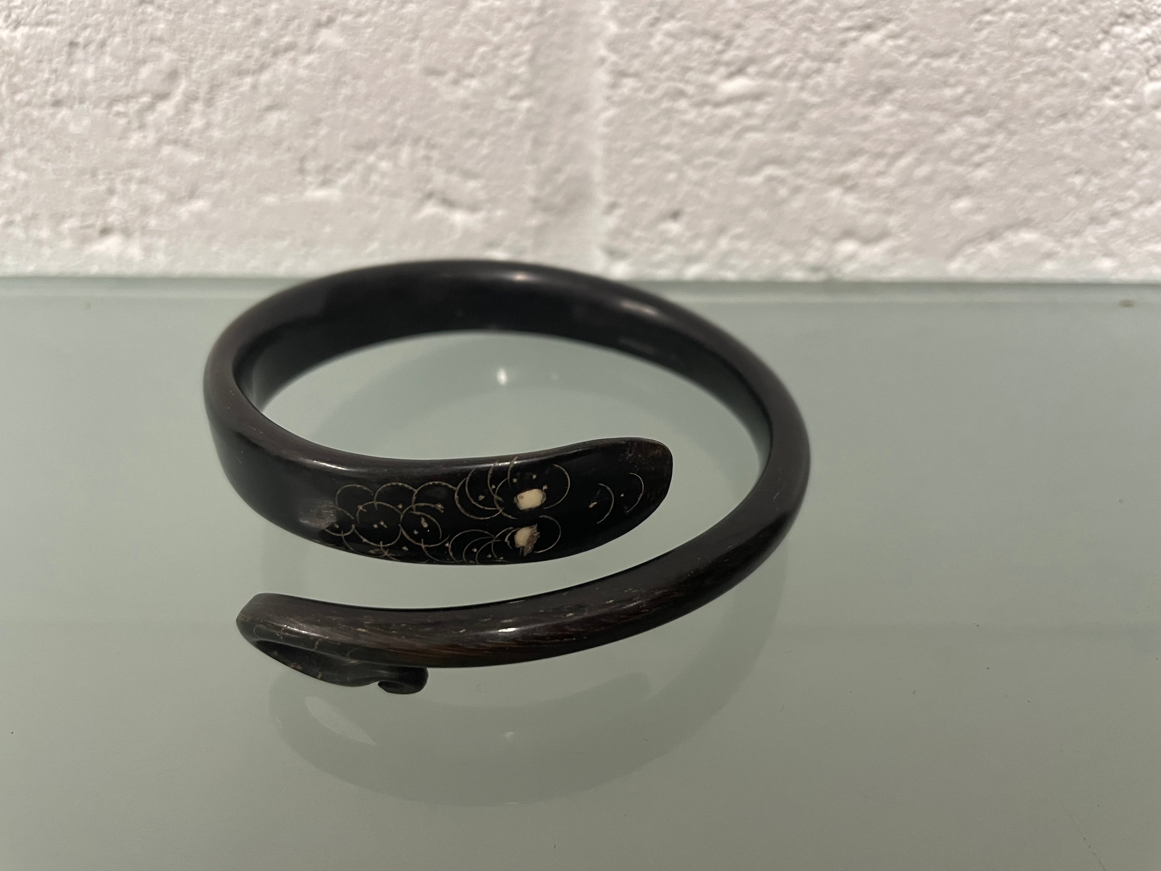 Antique French Carved Horn Snake Bracelet
