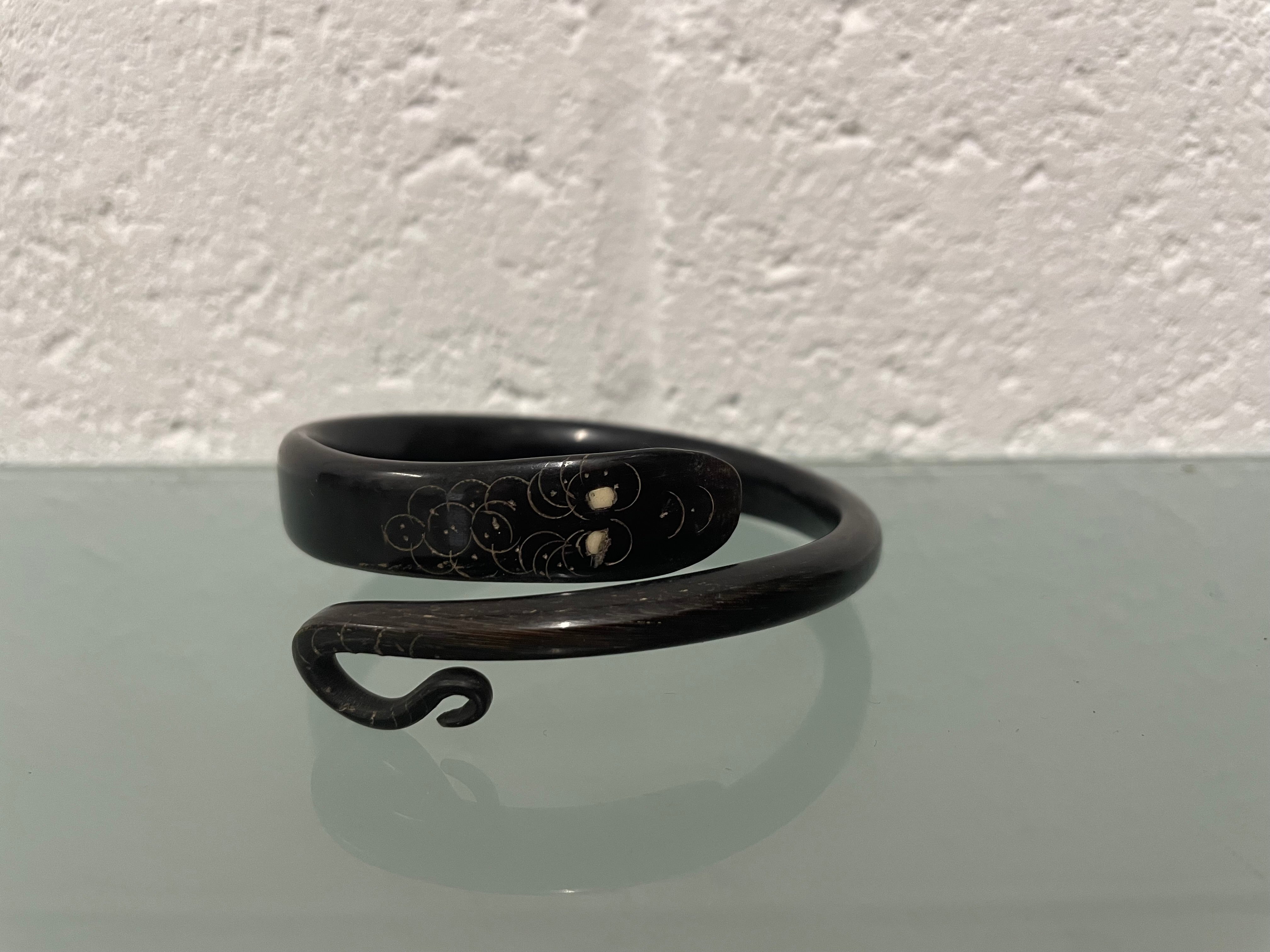 Antique French Carved Horn Snake Bracelet