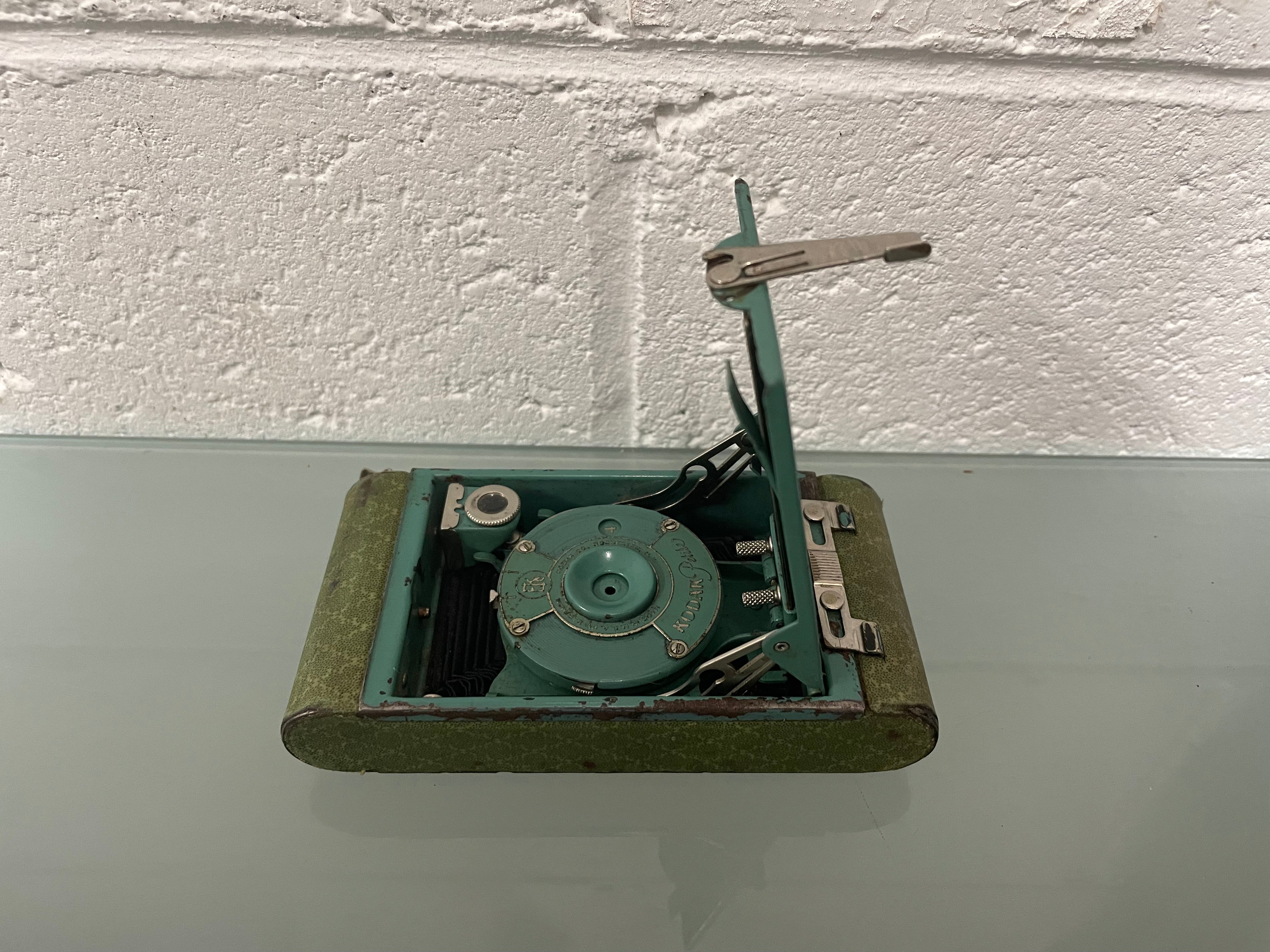 Kodak Petite Green/Teal Art Deco Folding Camera | Antique & Vintage | Moonee Ponds Antiques | Australia Wide Delivery