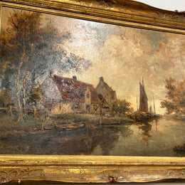 Fabulous Large Belgium Oil Painting