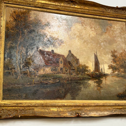 Fabulous Large Belgium Oil Painting