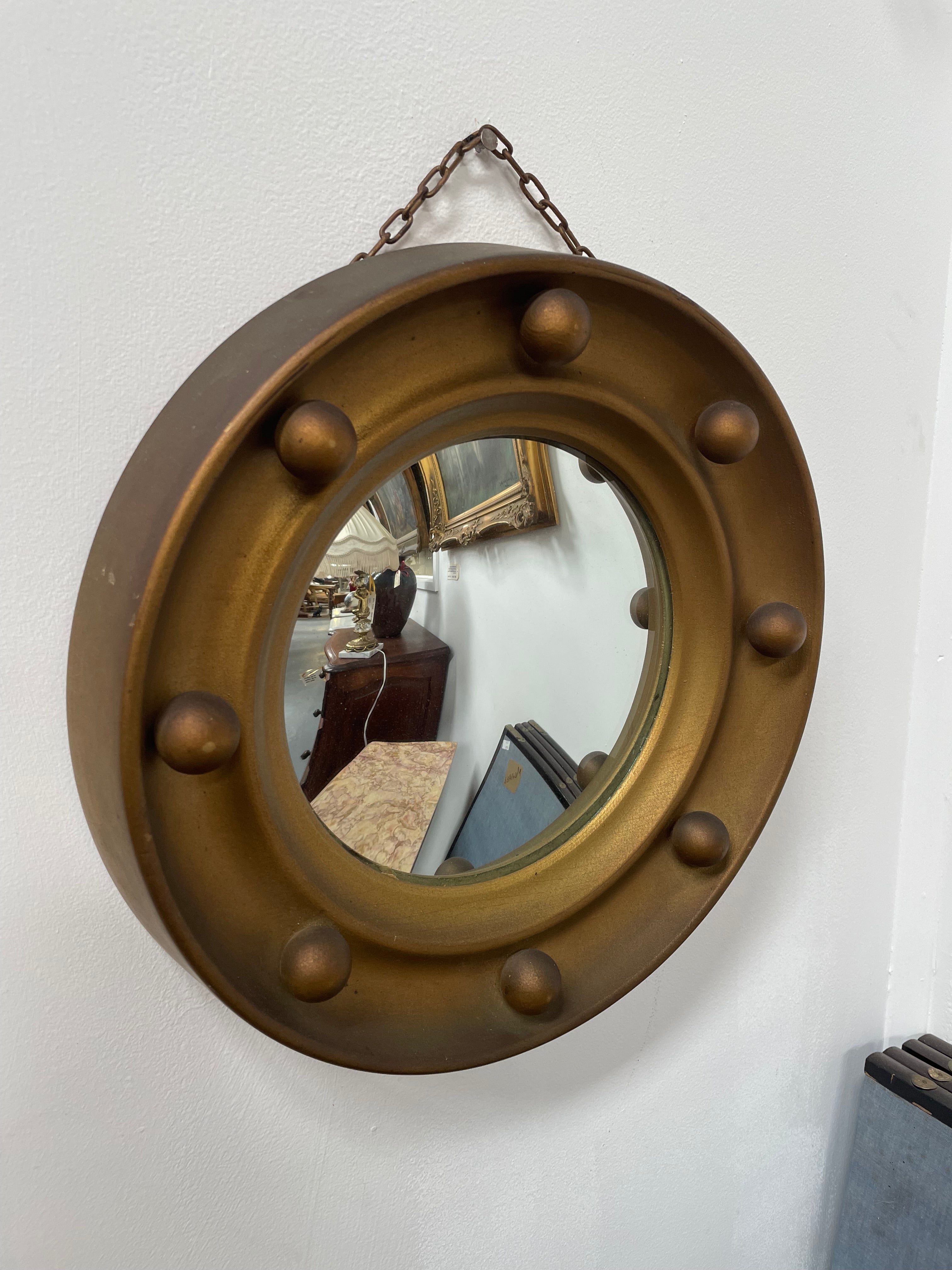 Elegant Compact Round French Convex Mirror | Antique & Vintage | Moonee Ponds Antiques | Australia Wide Delivery