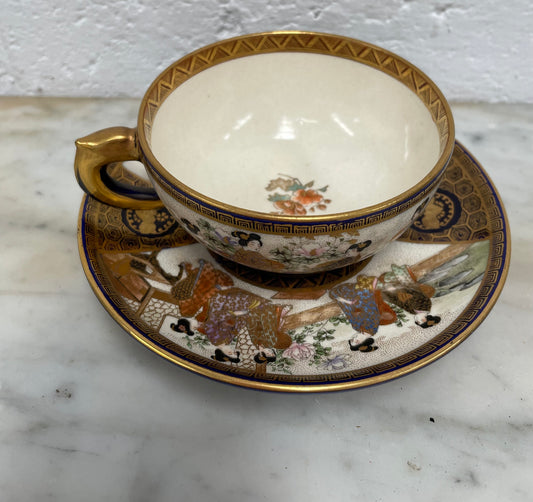 Beautiful Hand painted Satsuma cup and saucer