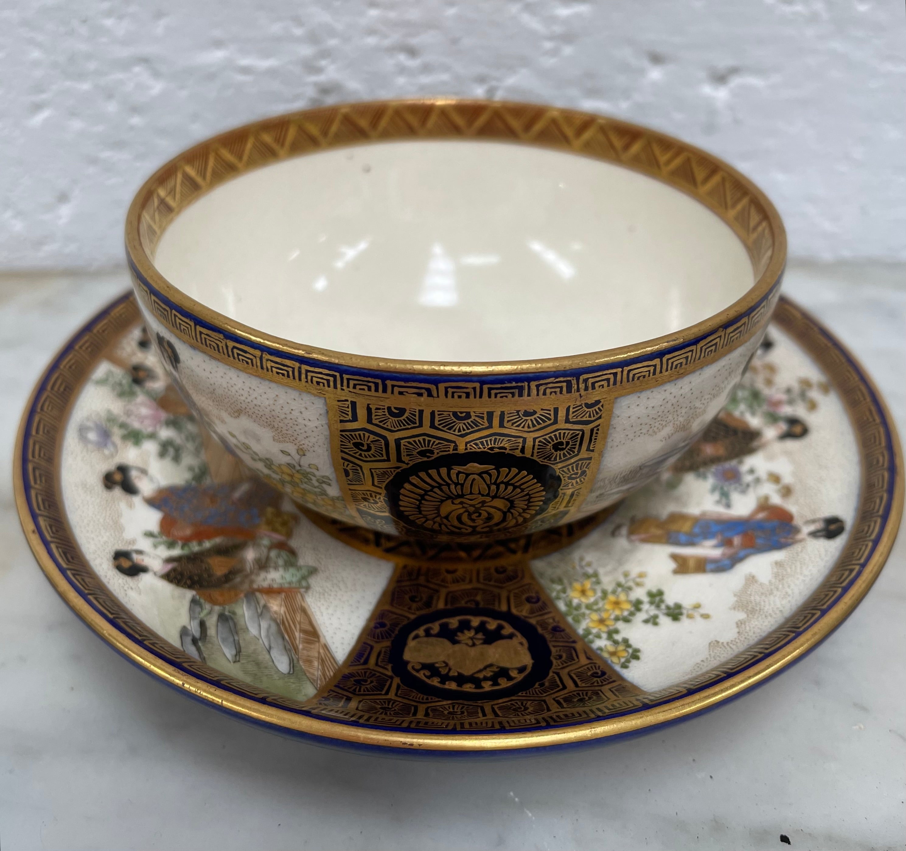 Beautiful Hand painted Satsuma cup and saucer | Antique & Vintage | Moonee Ponds Antiques | Australia Wide Delivery