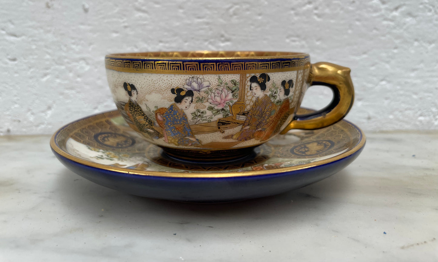 Beautiful Hand painted Satsuma cup and saucer